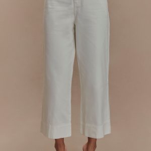 Kaitlyn Cropped Wide Leg Jeans - White