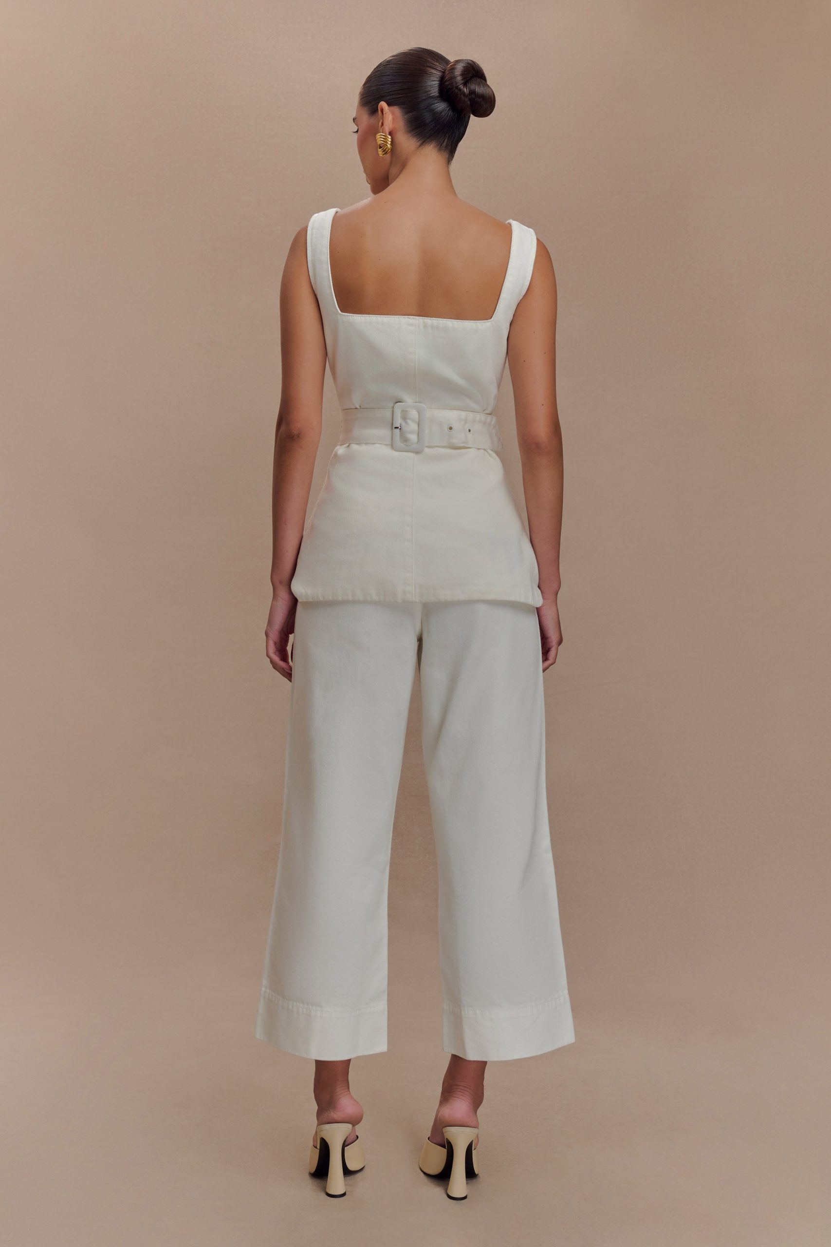 Kaitlyn Cropped Wide Leg Jeans - White - Image 4