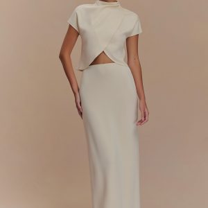 Eris Scuba Jersey Maxi Skirt - Ivory