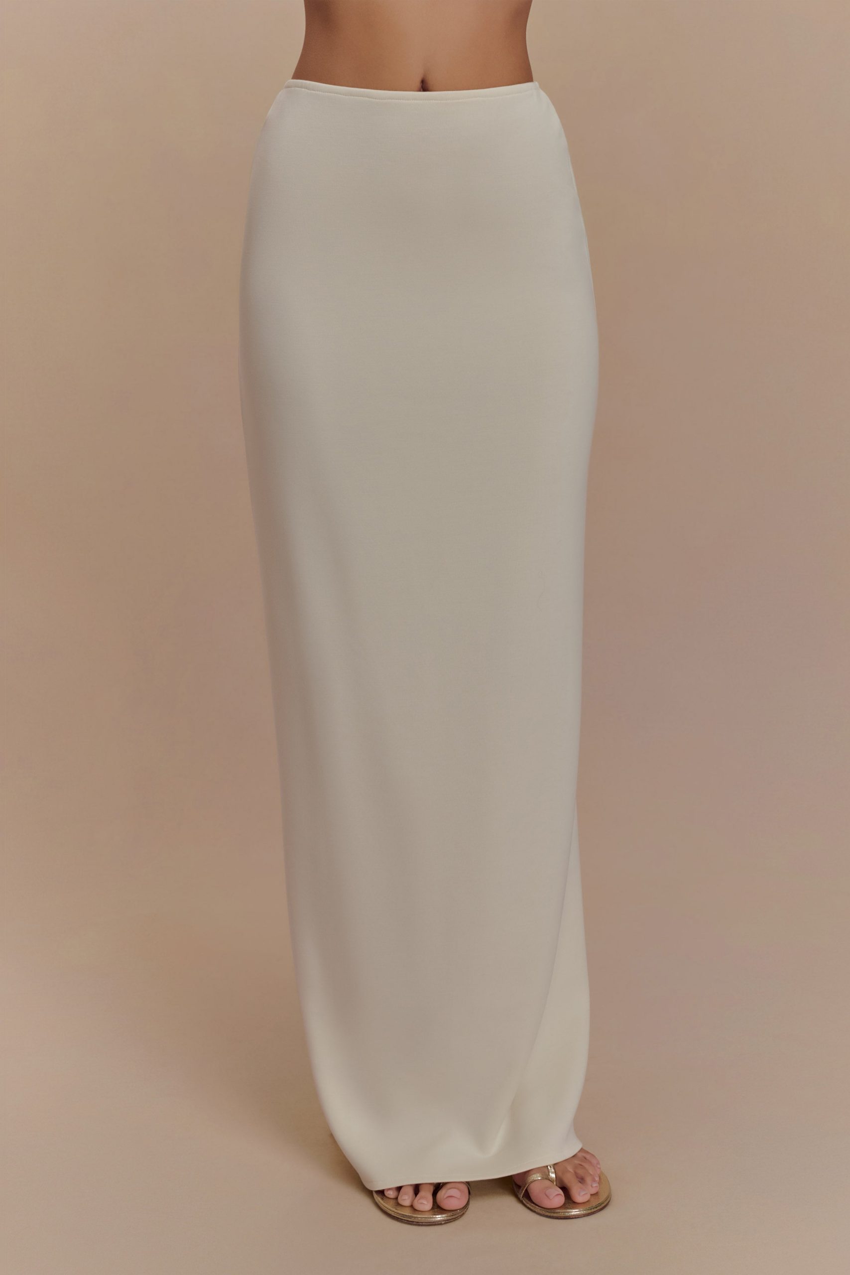 Eris Scuba Jersey Maxi Skirt - Ivory - Image 4