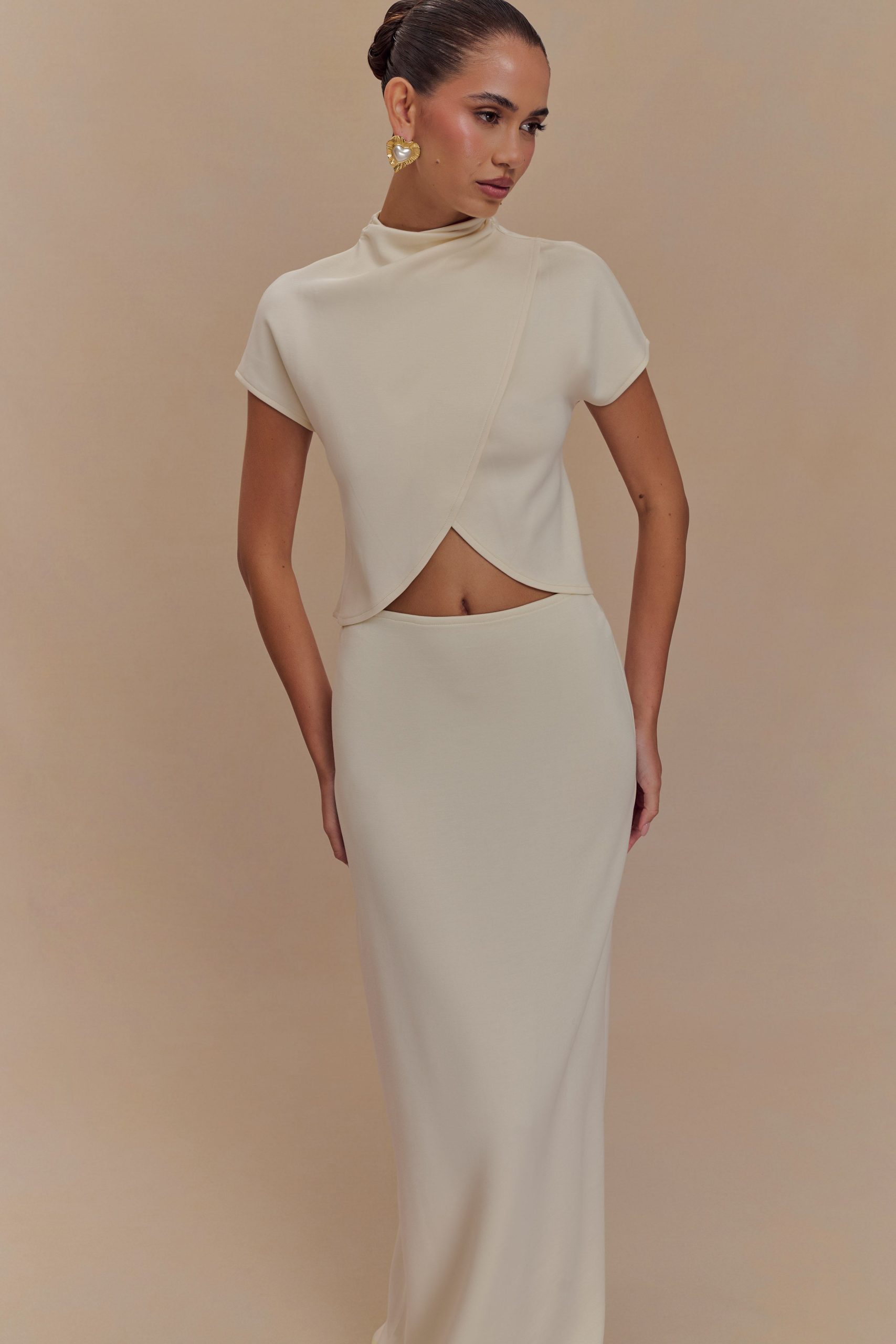 Eris Scuba Jersey Maxi Skirt - Ivory - Image 3