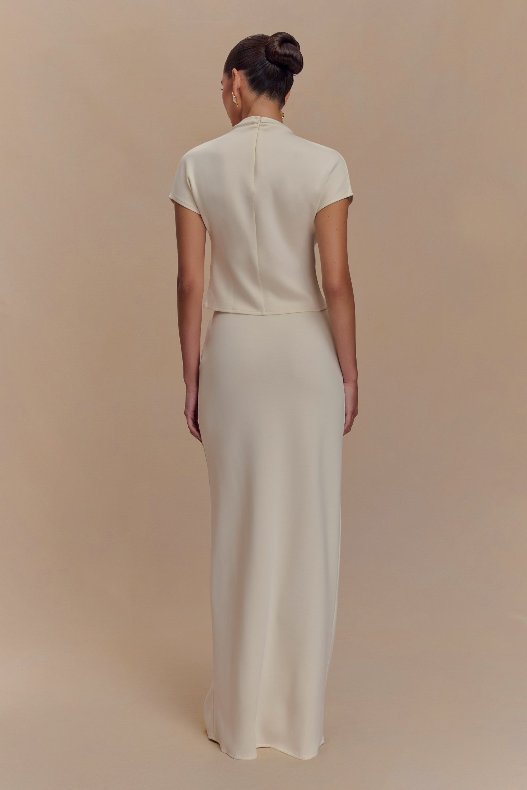 Eris Scuba Jersey Maxi Skirt - Ivory - Image 2