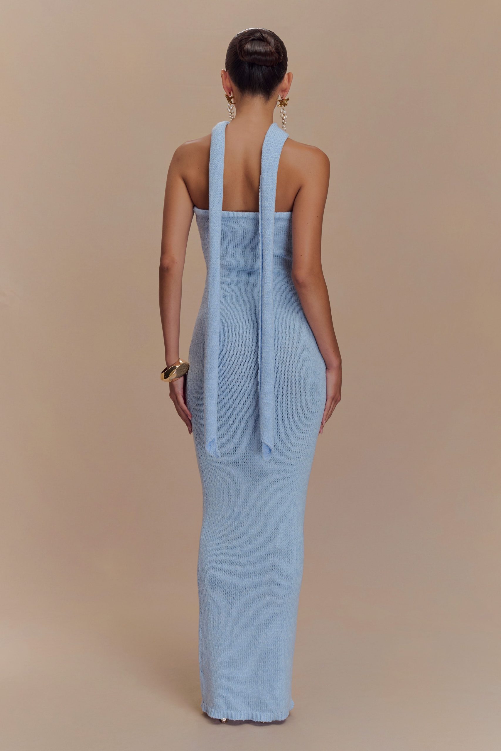 Andrea Strapless Knit Maxi Dress - Light Blue - Image 2