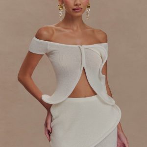 Haisley Off Shoulder Knit Top - Ivory