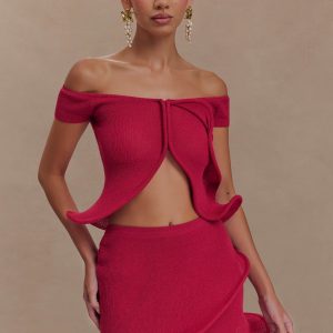 Haisley Off Shoulder Knit Top - Raspberry