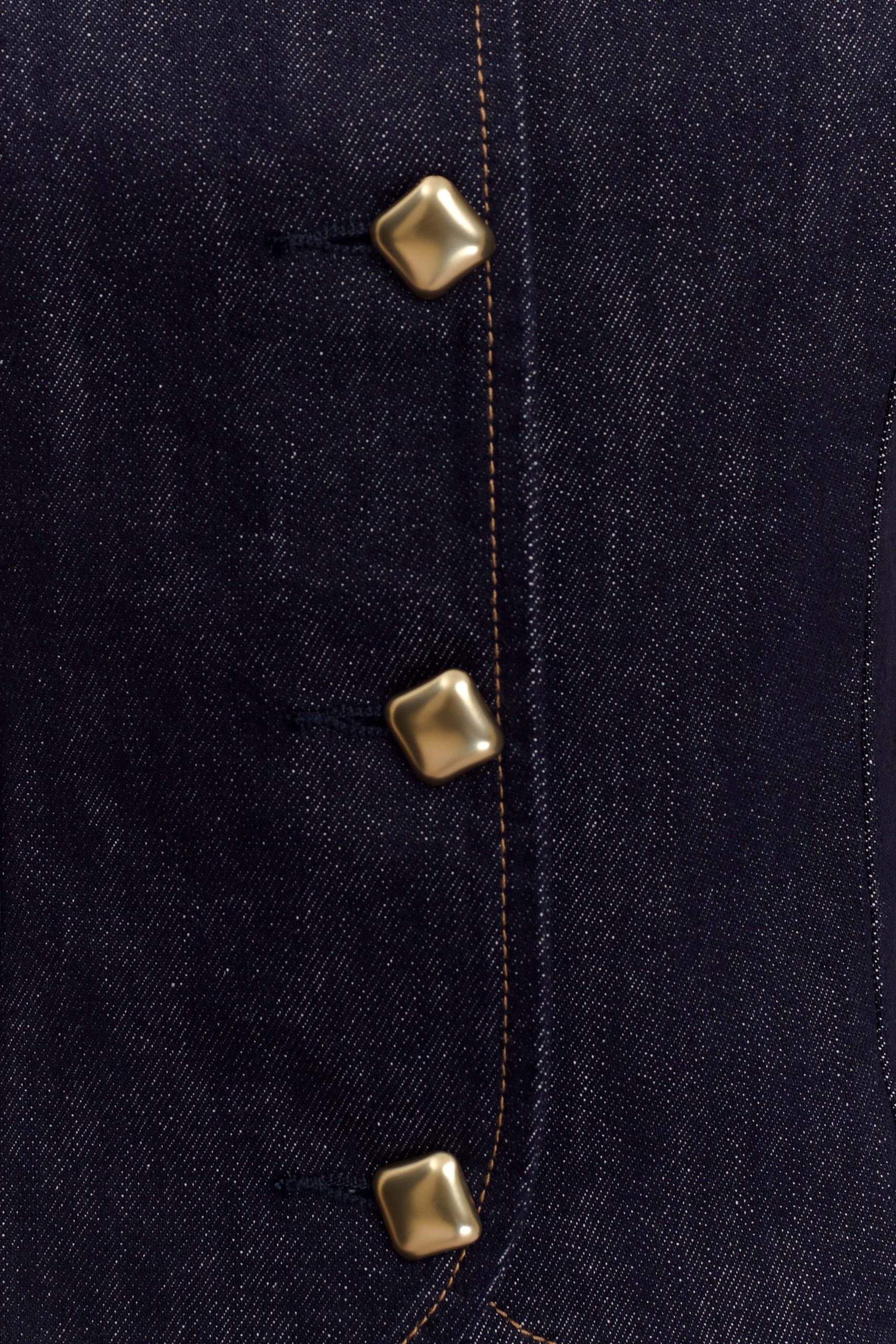 Bethany Short Sleeve Buttoned Denim Top - Washed Indigo Blue - Image 8