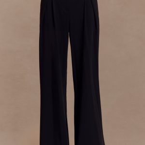 Jacqueline Pleated Wide Leg Pants - Black
