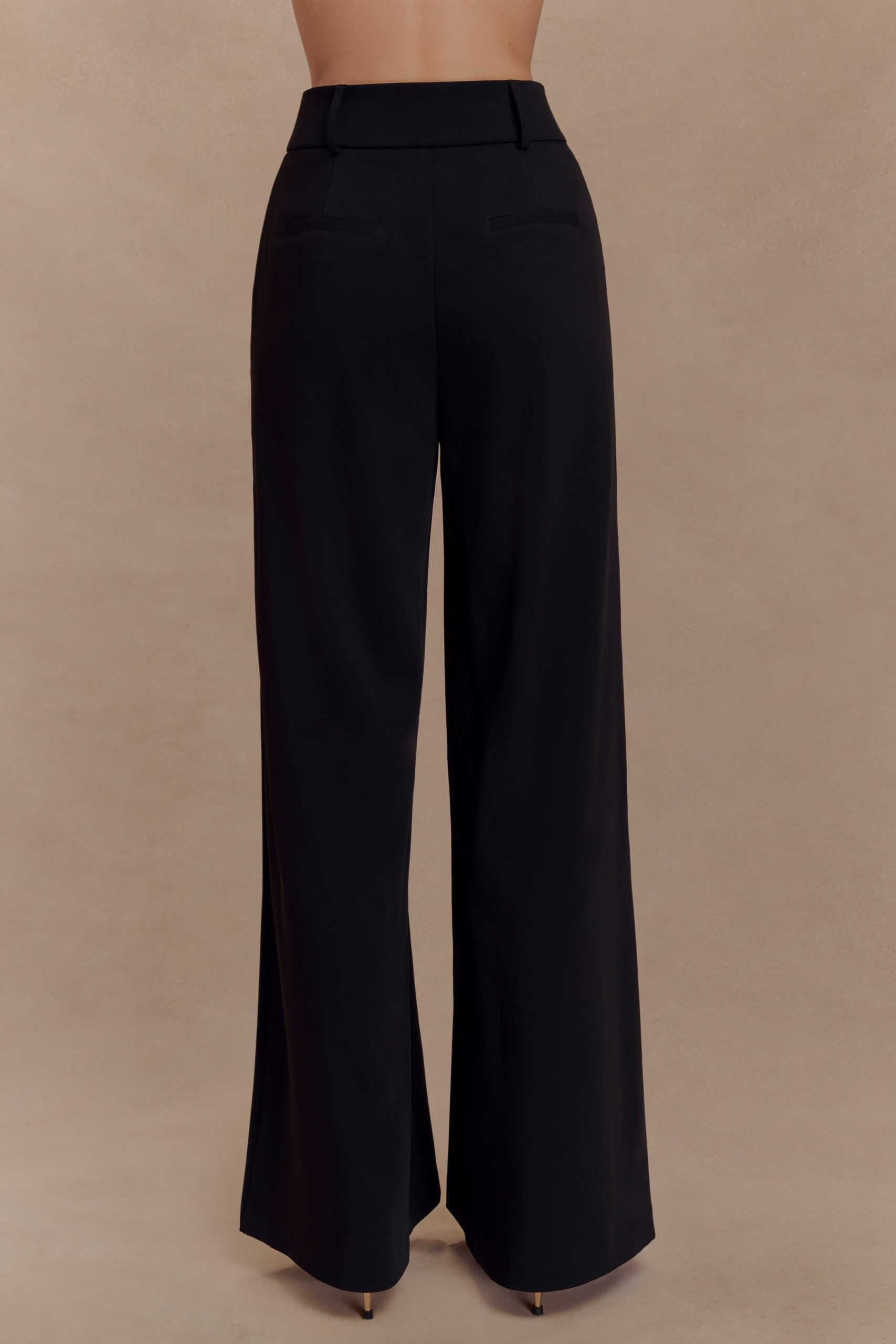 Jacqueline Pleated Wide Leg Pants - Black - Image 2