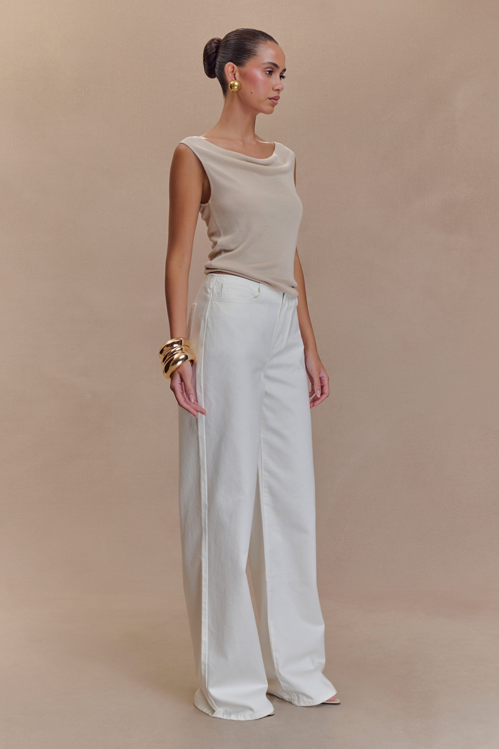 Caitlin Mid Rise Denim Jeans - White - Image 3