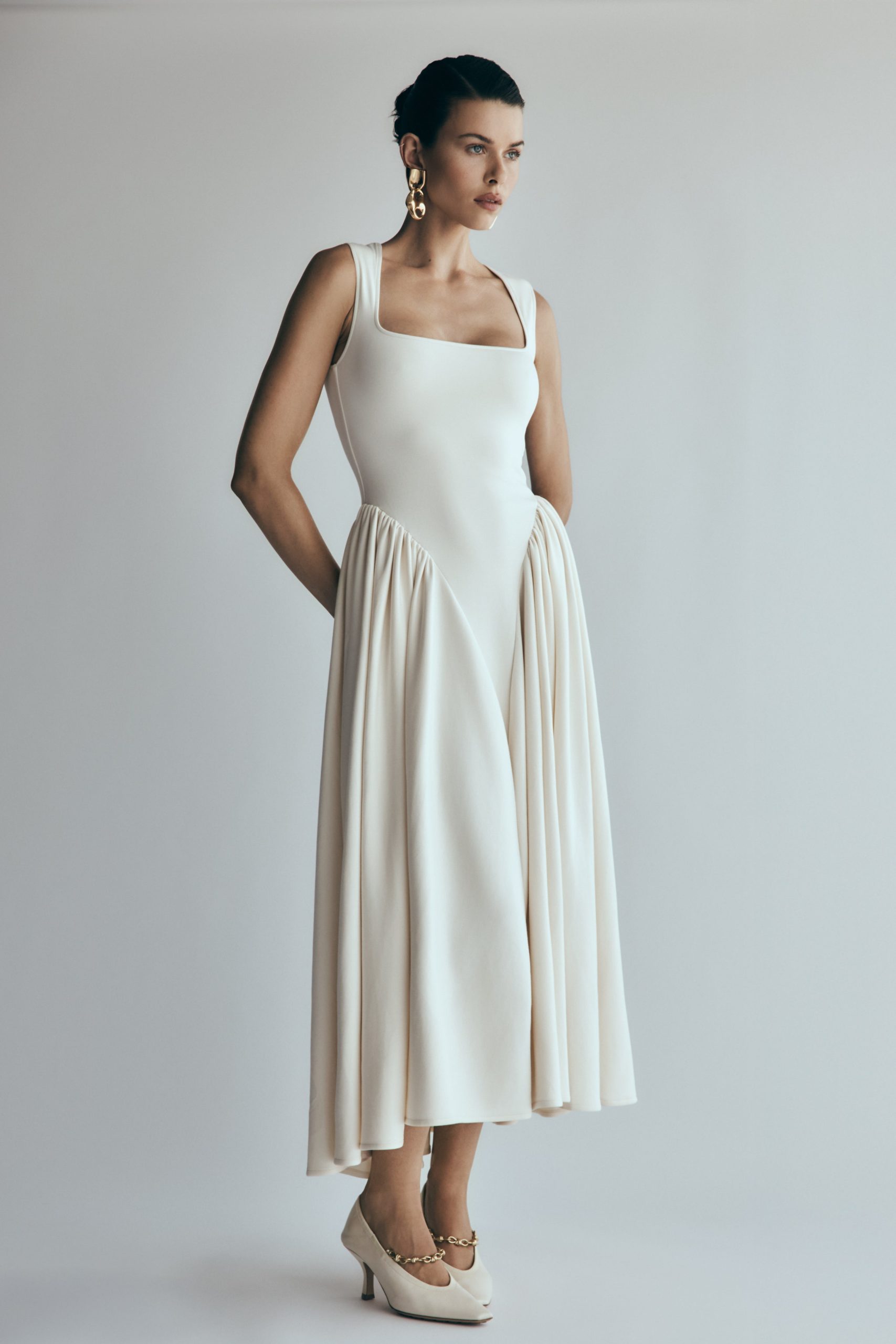 Sharon Scuba Jersey Midi Dress - Ivory - Image 7