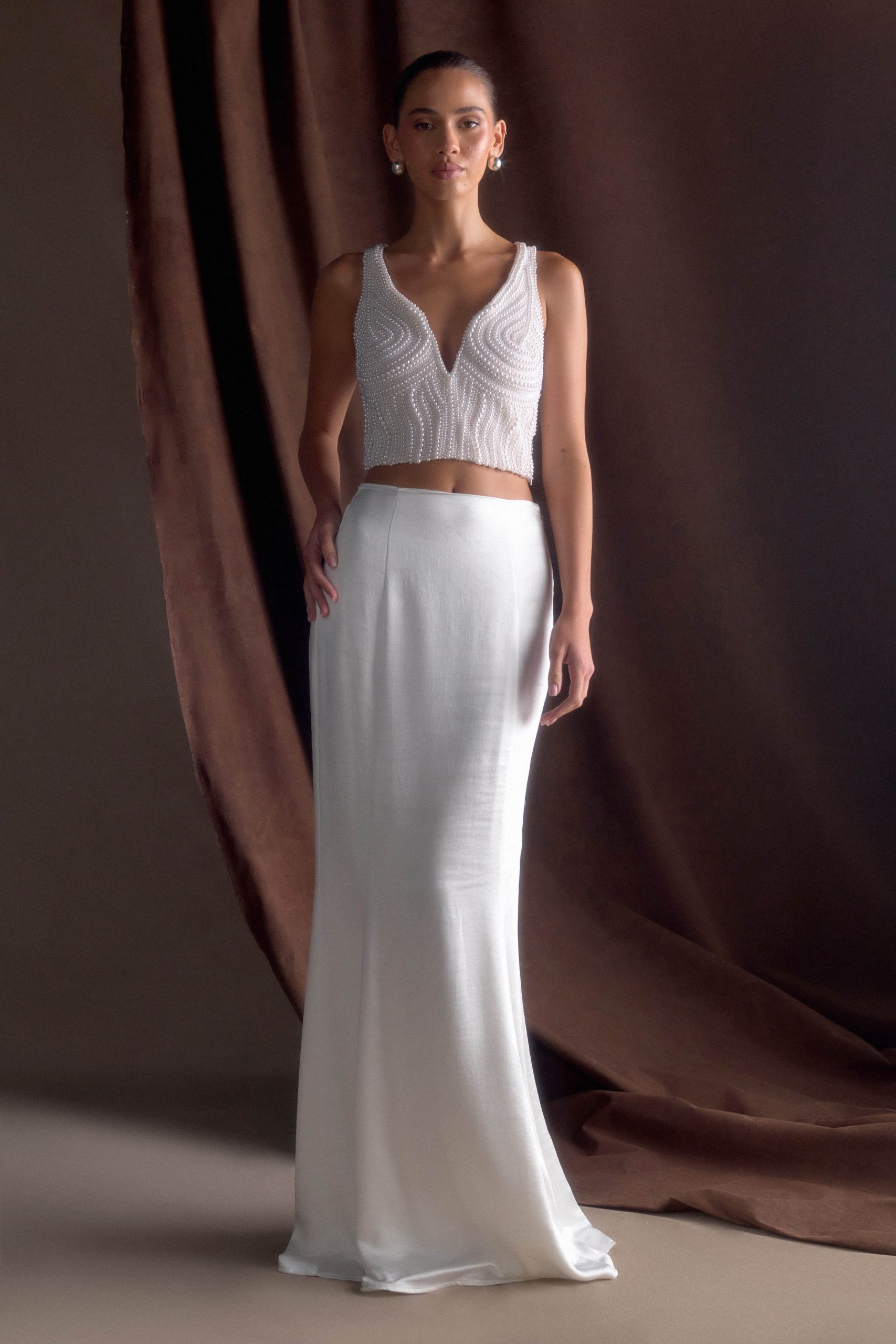 Kathia Pearl Hand Beaded Top - White - Image 2