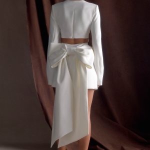 Rosanna Suiting Bow Mini Dress - Ivory