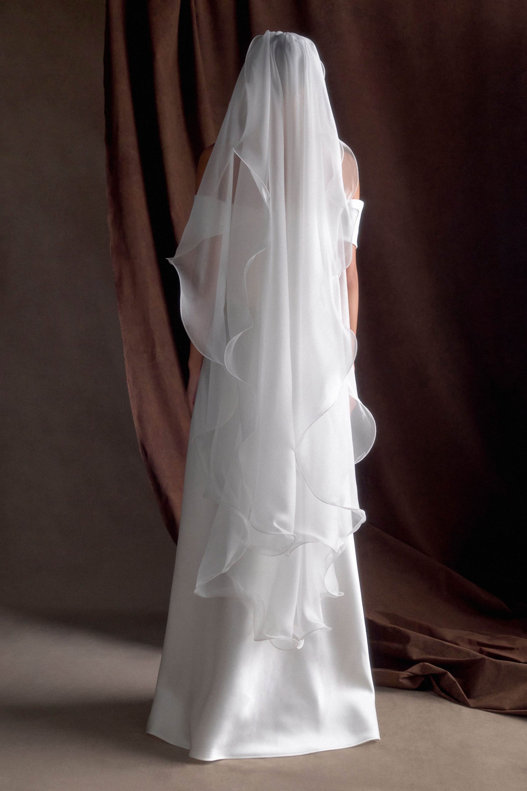 Asteria Draped Chiffon Veil - Ivory - Image 2