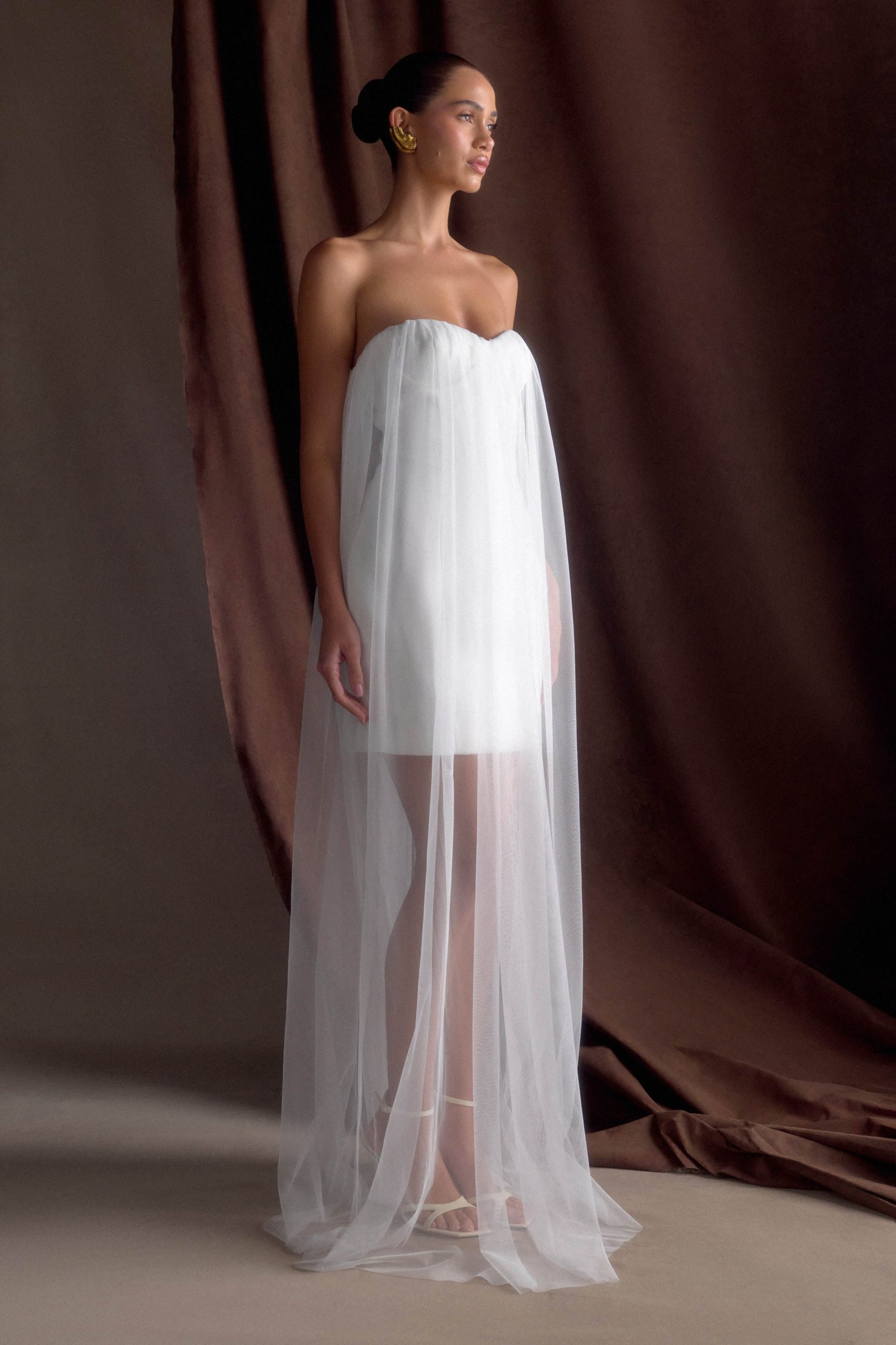 Bettany Chiffon Strapless Maxi Dress - White - Image 5