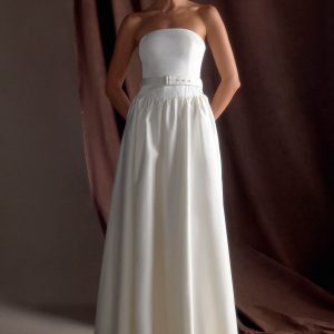 Florence Strapless Belted Maxi Dress - White