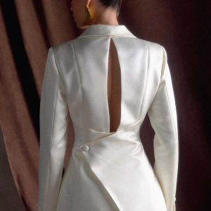 Ada Tailored Satin Blazer - Ivory