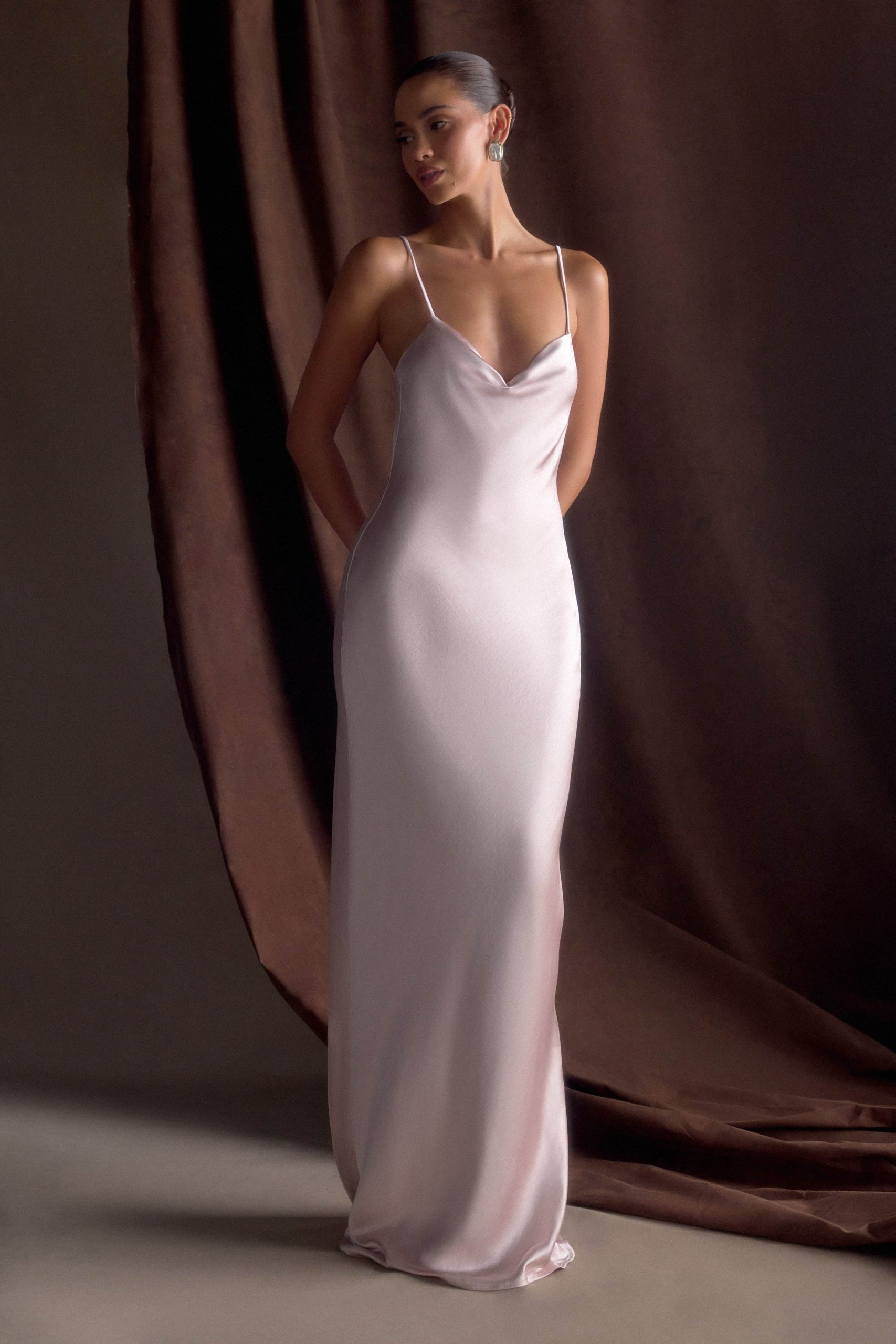 Lilly Sweetheart Satin Maxi Dress - Soft Pink - Image 9