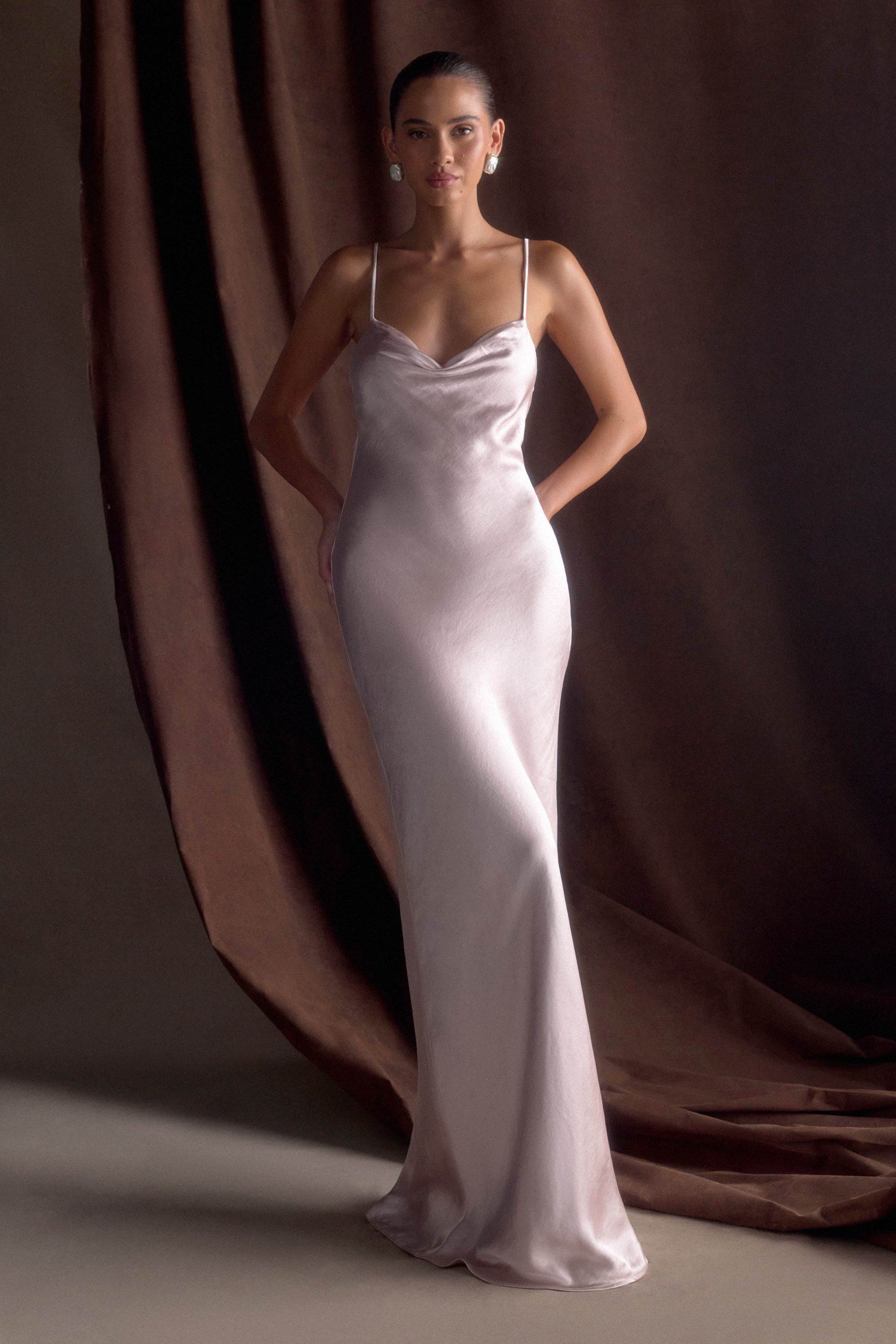 Lilly Sweetheart Satin Maxi Dress - Soft Pink - Image 10