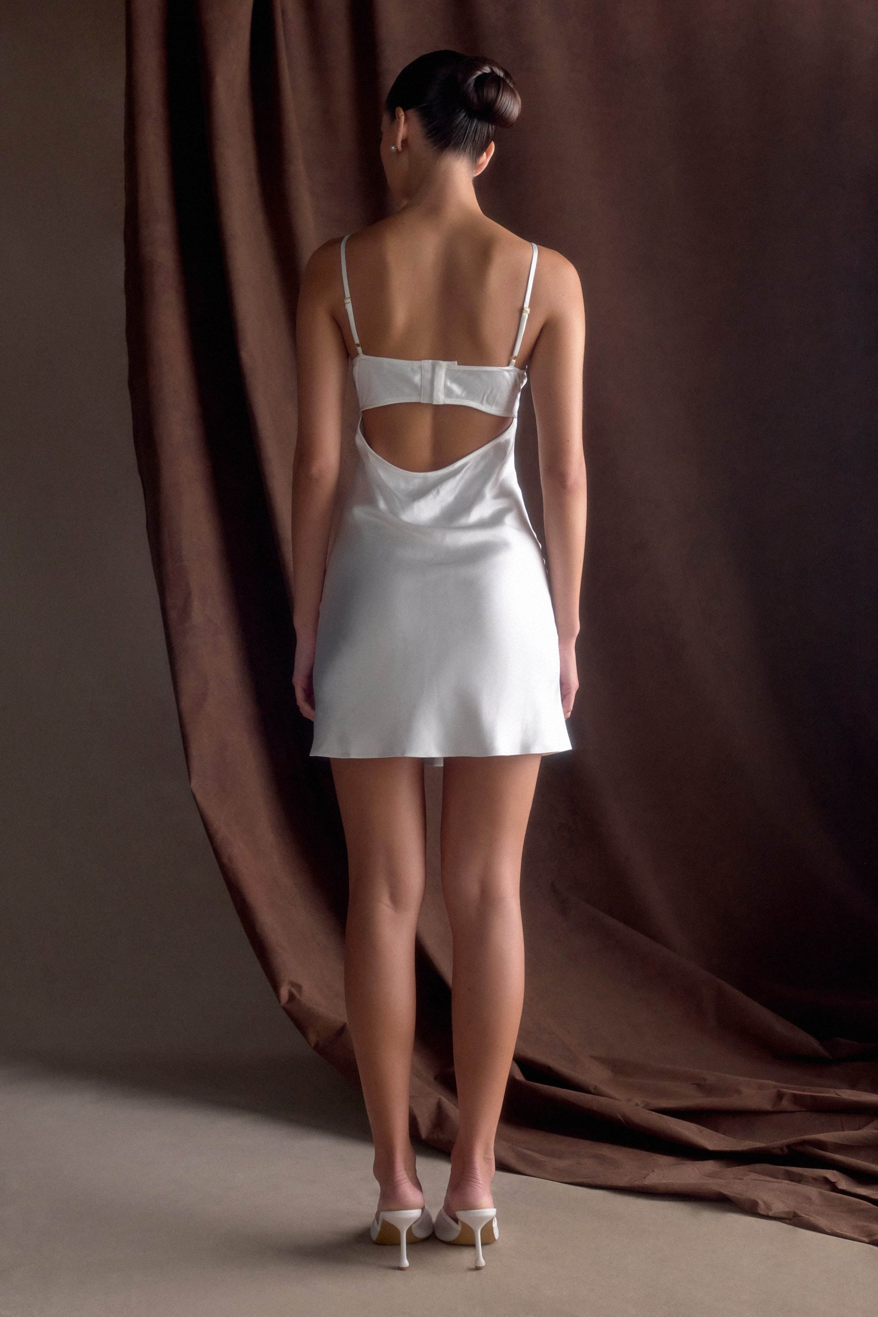 Scarlett Satin Slip Mini Dress - Ivory - Image 2