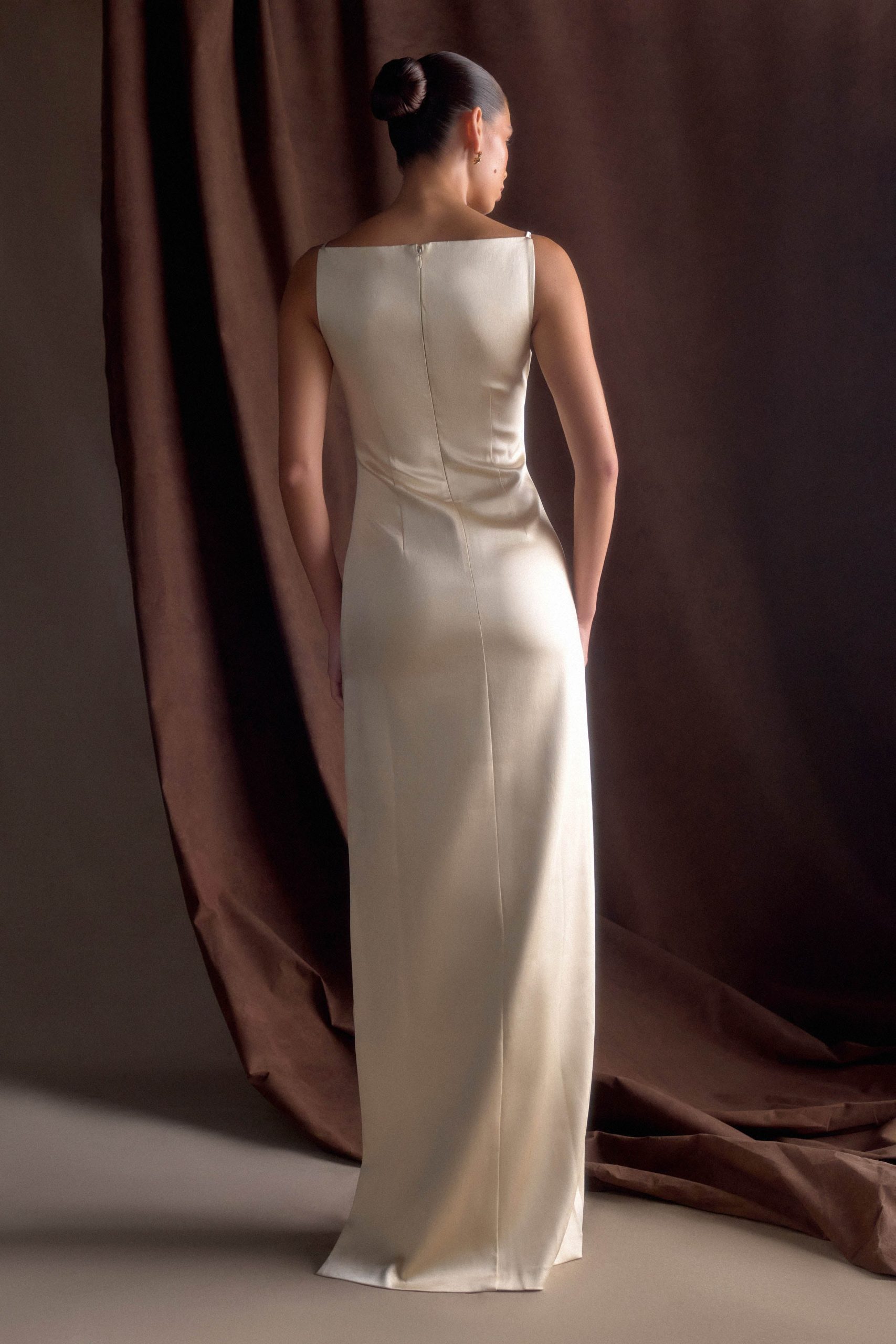 Violet Sleeveless Satin Maxi Dress - Blush Gold - Image 2