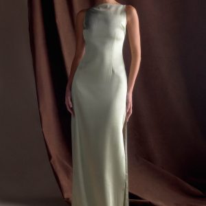 Violet Sleeveless Satin Maxi Dress - Sage