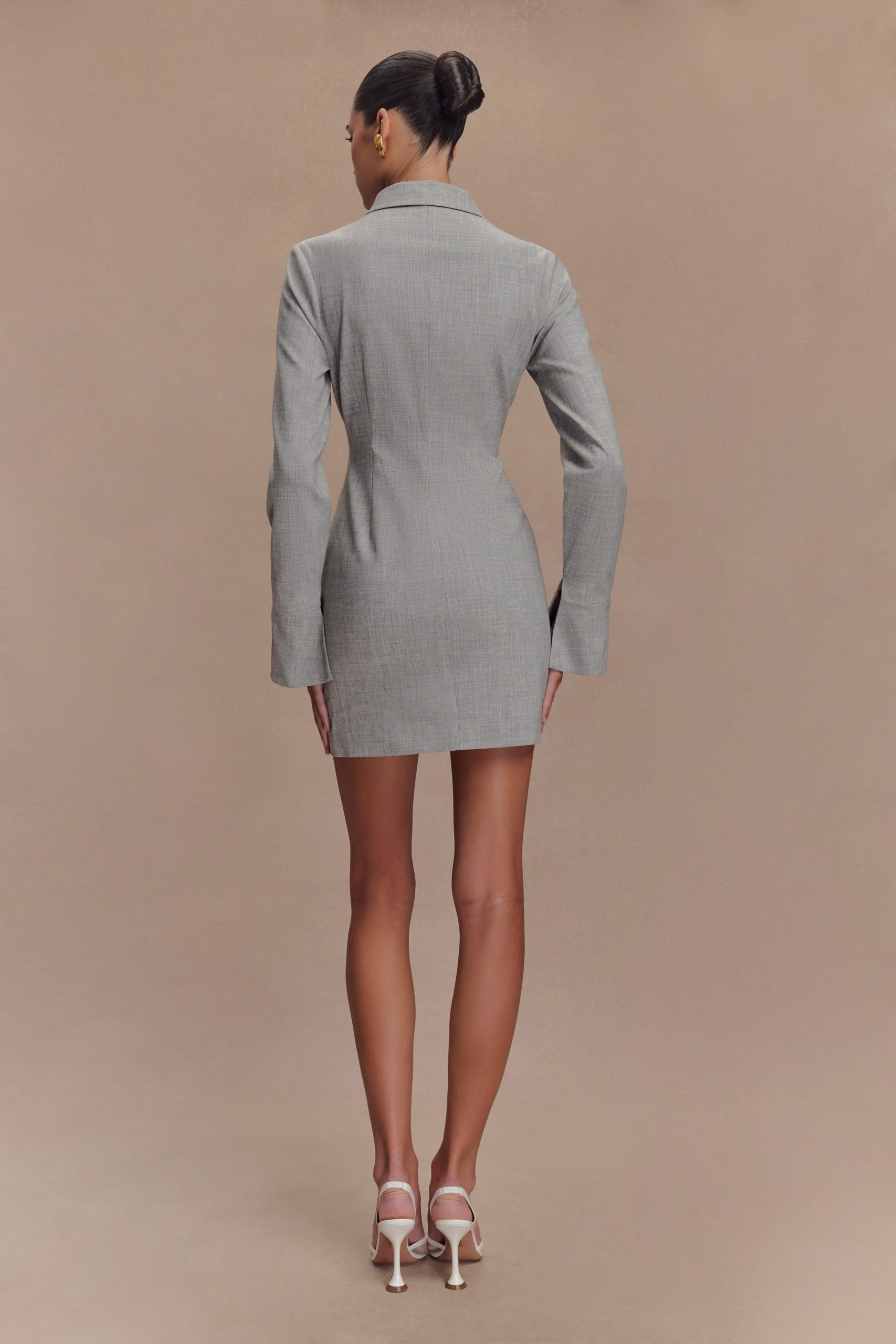 Dorian Fitted Shirt Mini Dress - Charcoal Marle - Image 2