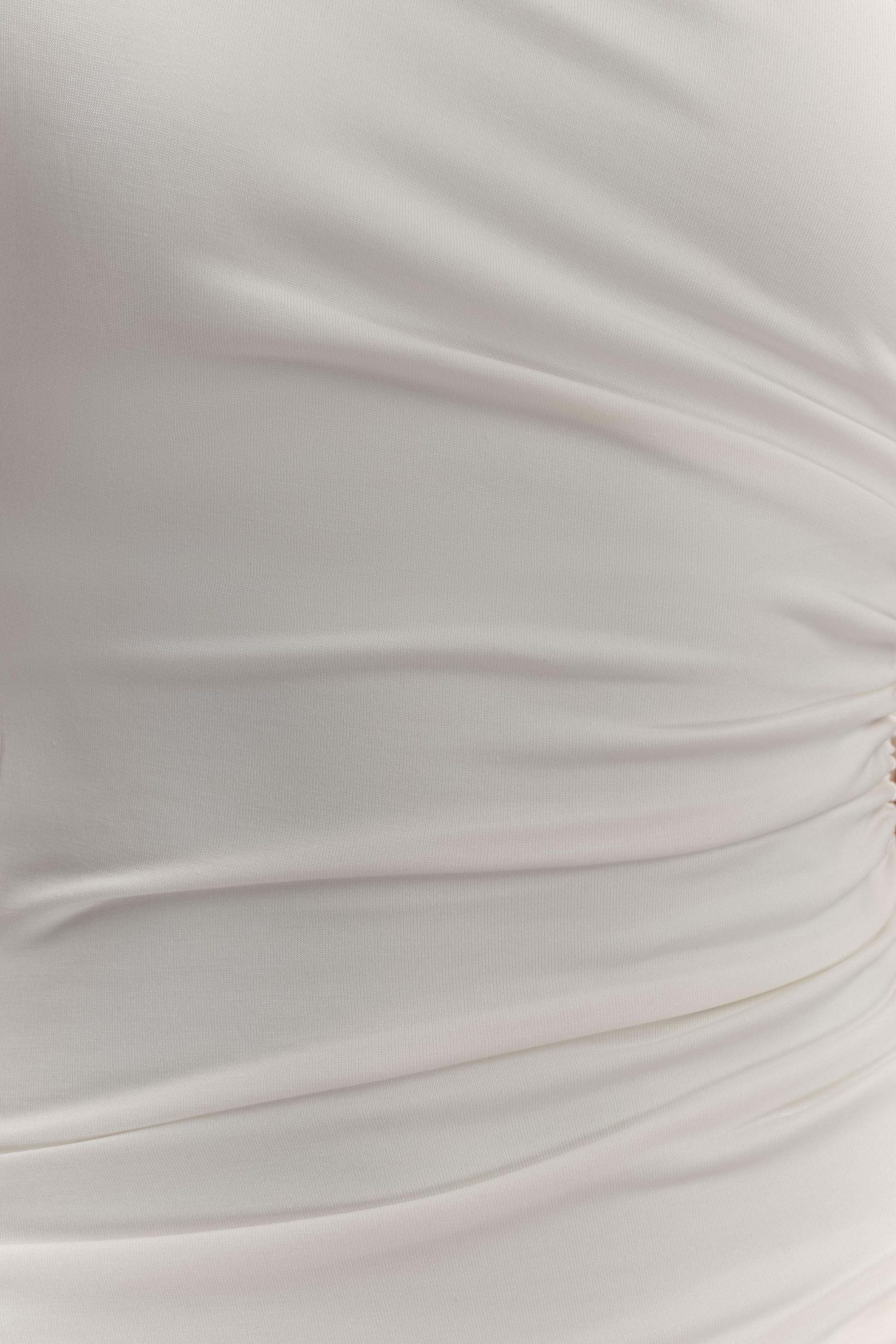 Chloe Peached Jersey One Shoulder Midi Dress - Ivory - Image 7