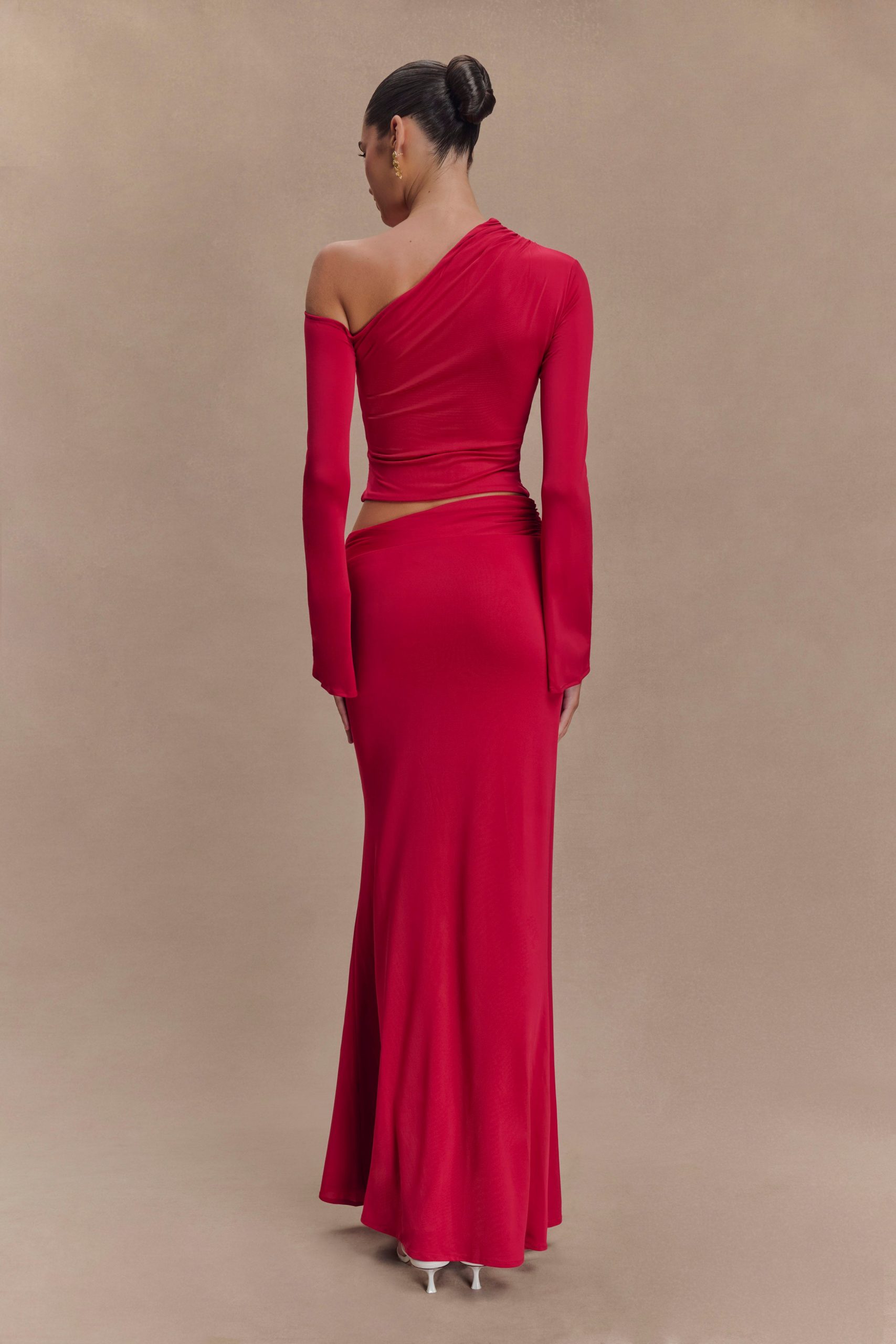Ainsley Asymmetrical Maxi Skirt With Floral Hardware - Fuchsia Pink - Image 3