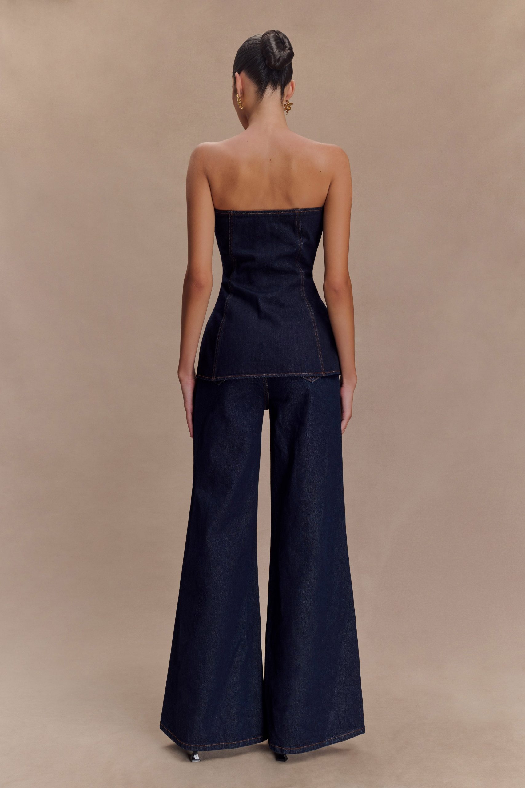 Jen Wide Leg Flare Denim Jeans - Indigo Blue - Image 2