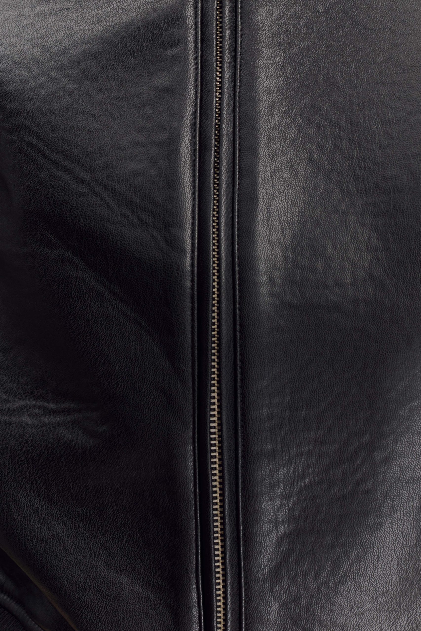 Codi Faux Leather Bomber Jacket - Black - Image 10