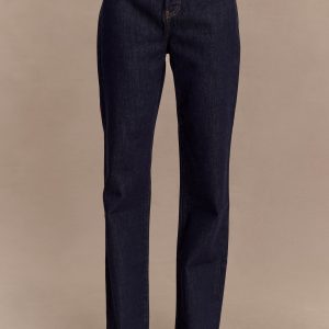 Janine High Waisted Straight Leg Jeans - Washed Indigo Blue