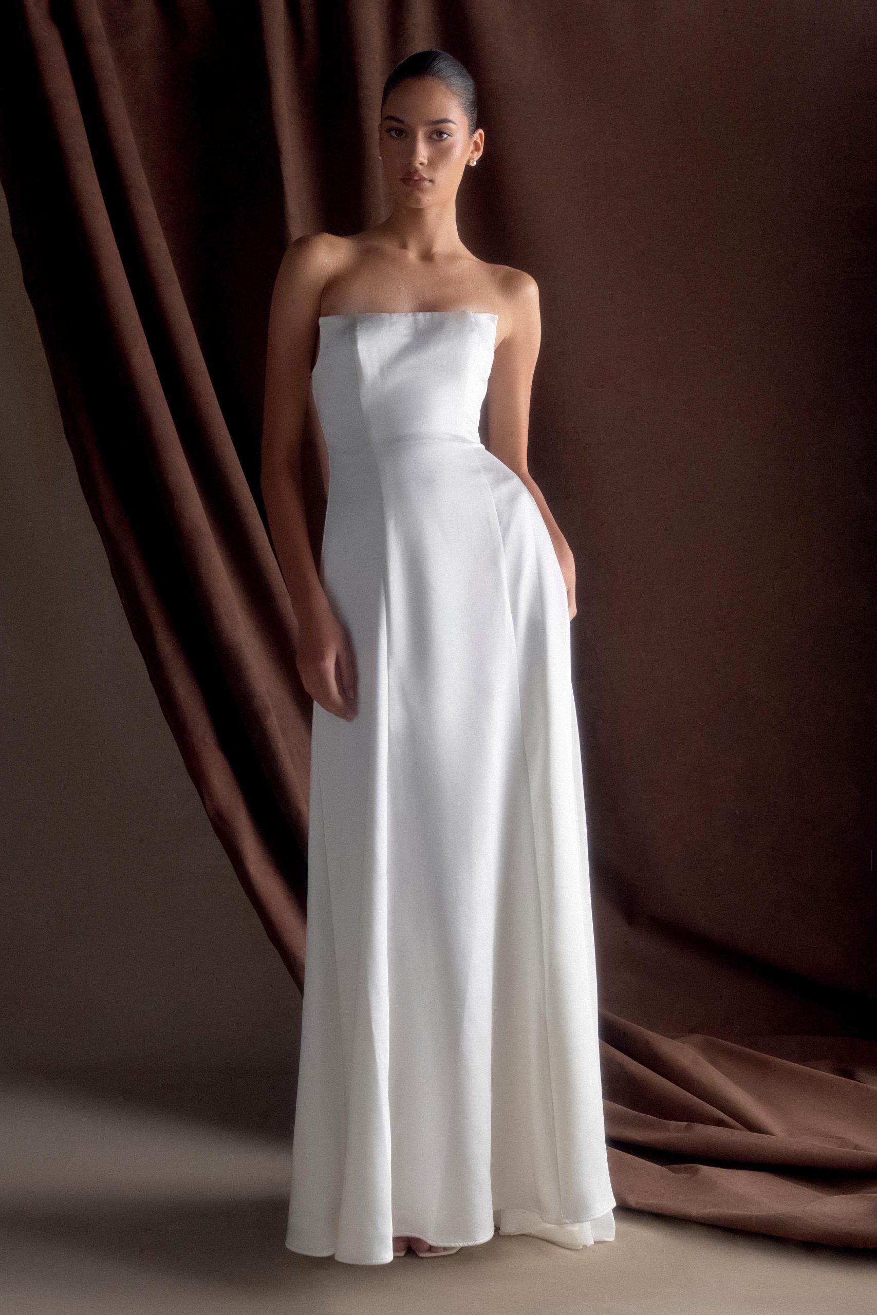 Rosella Satin Strapless Maxi Dress - White - Image 6