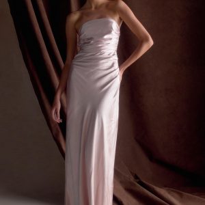 Cedar Strapless Satin Maxi Dress - Soft Pink