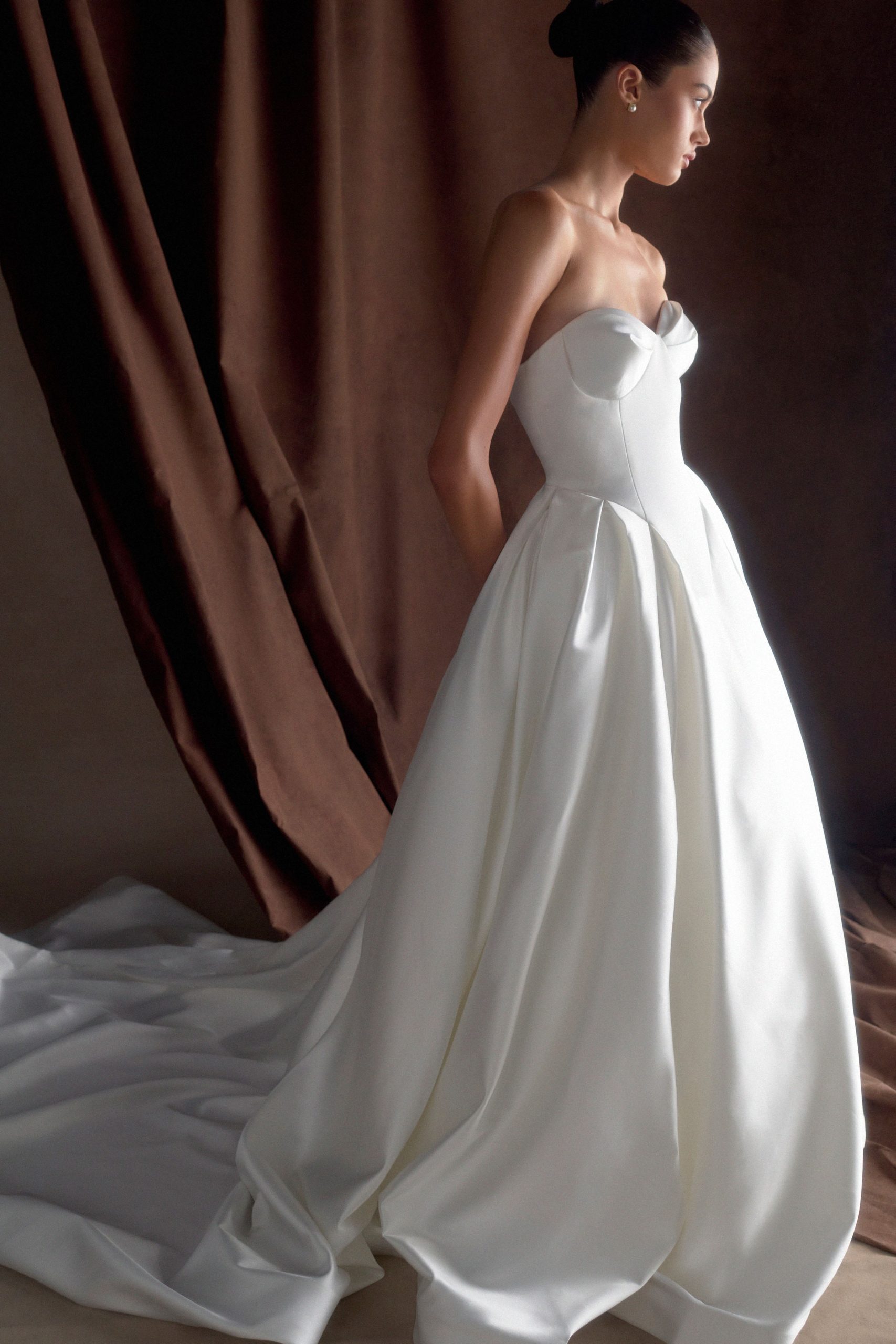Delphine Satin Strapless Maxi Gown - White - Image 4