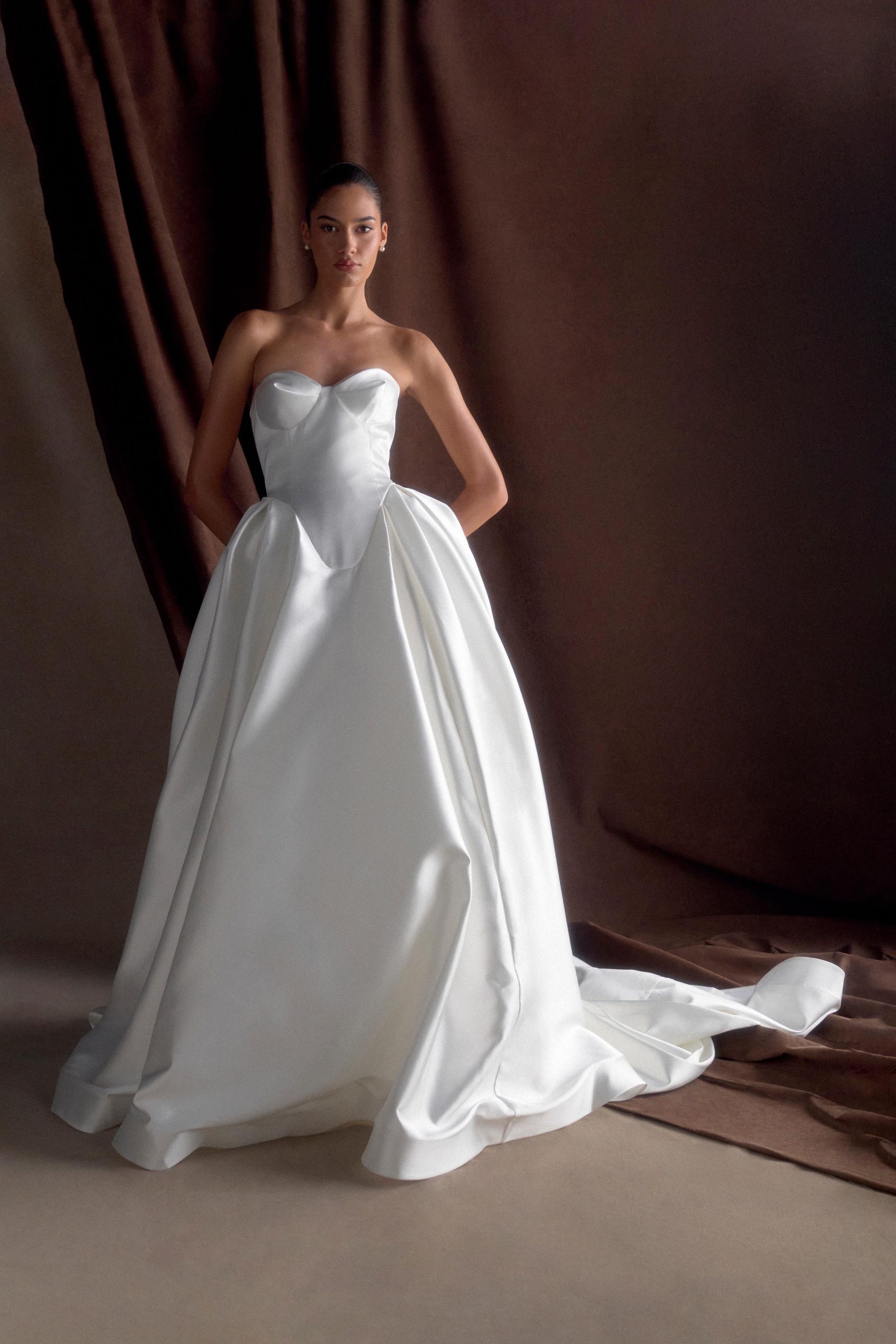 Delphine Satin Strapless Maxi Gown - White - Image 5
