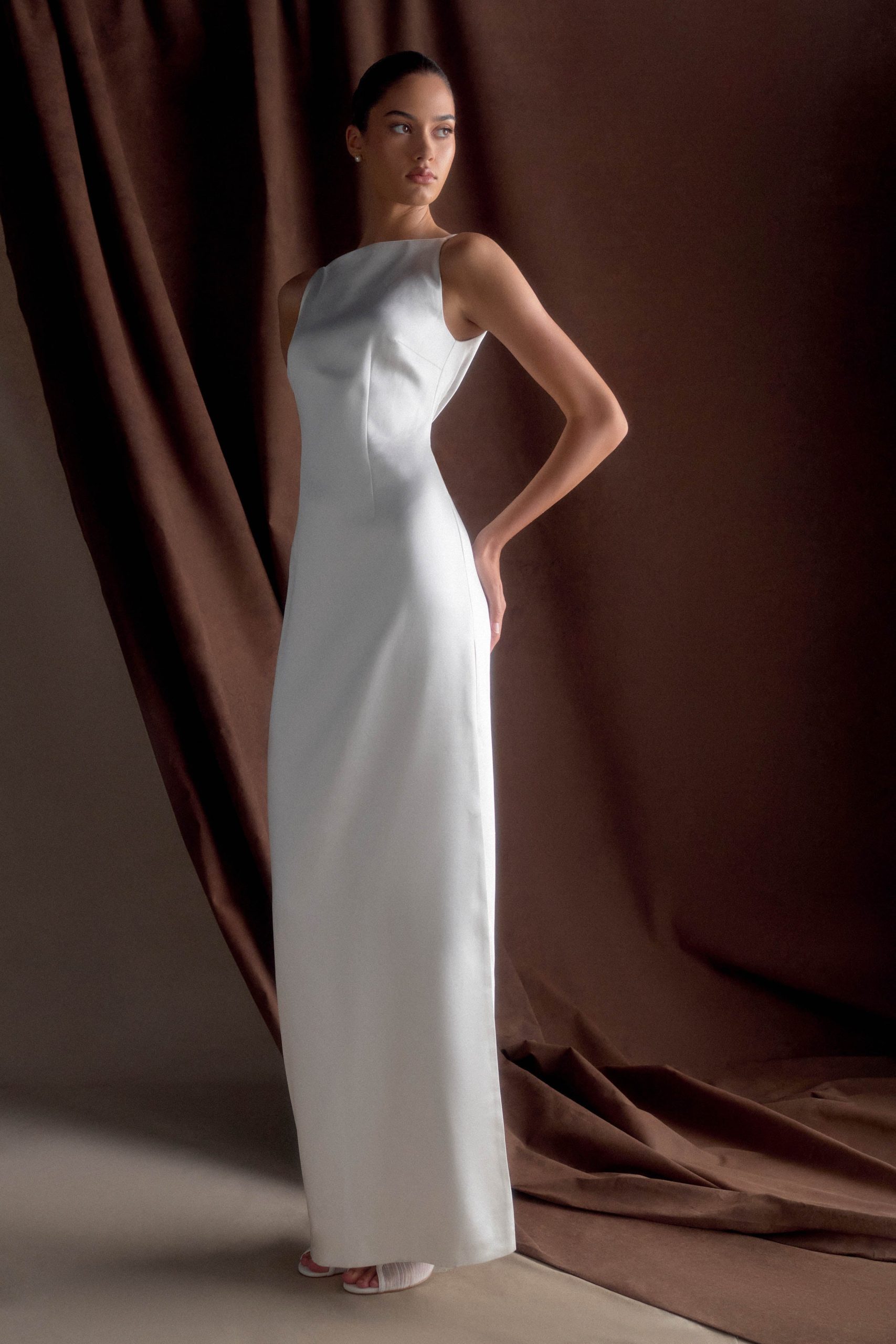 Violet Sleeveless Satin Maxi Dress - White - Image 8