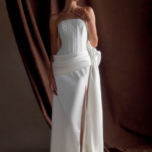 Galia Satin Corset Gown - White
