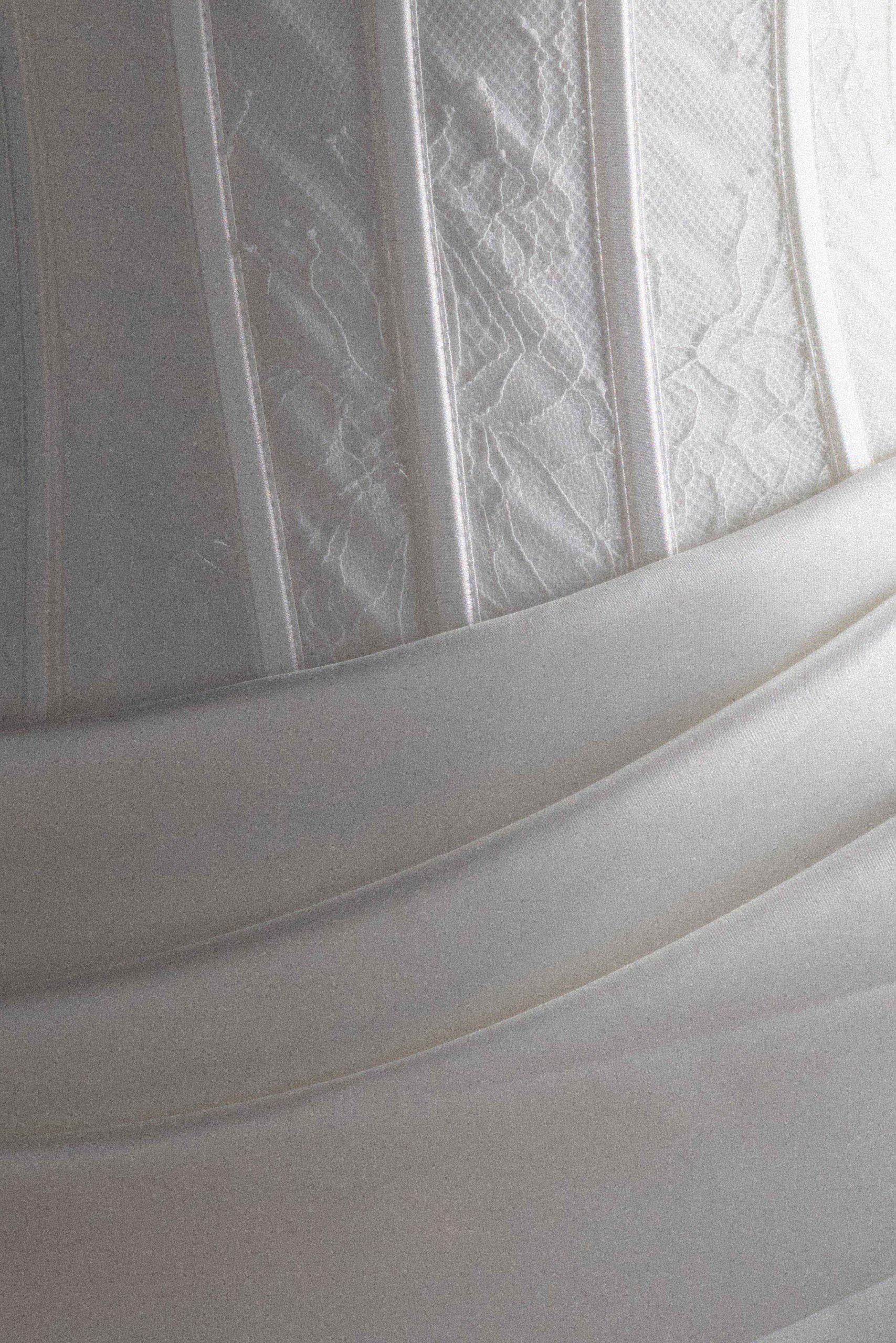 Galia Satin Corset Gown - White - Image 9