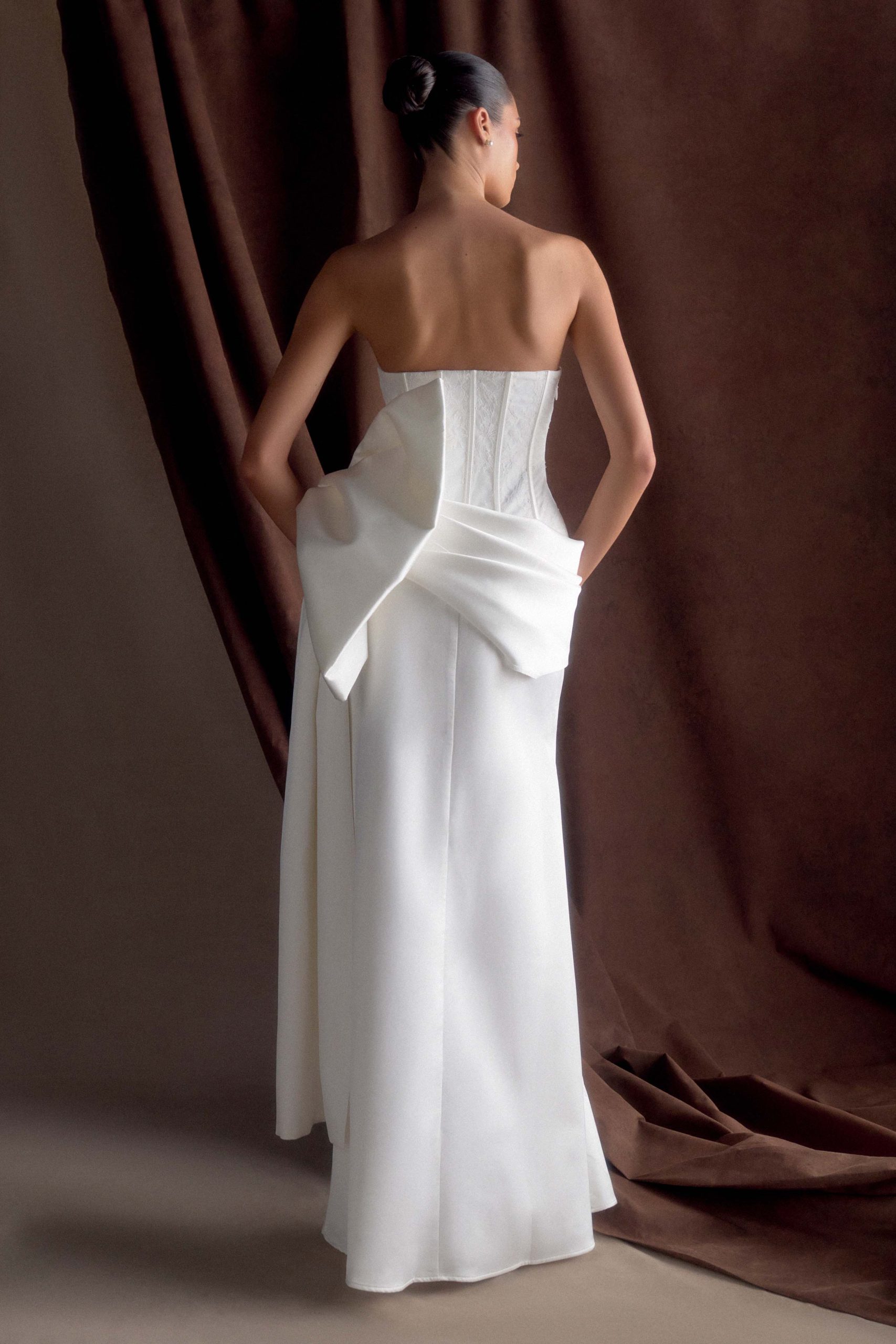 Galia Satin Corset Gown - White - Image 5