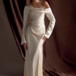 Iris Long Sleeve Satin Maxi Dress - Blush Gold