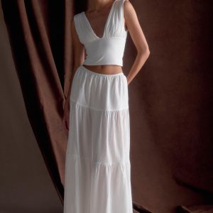Jacinda Cotton Maxi Skirt - White