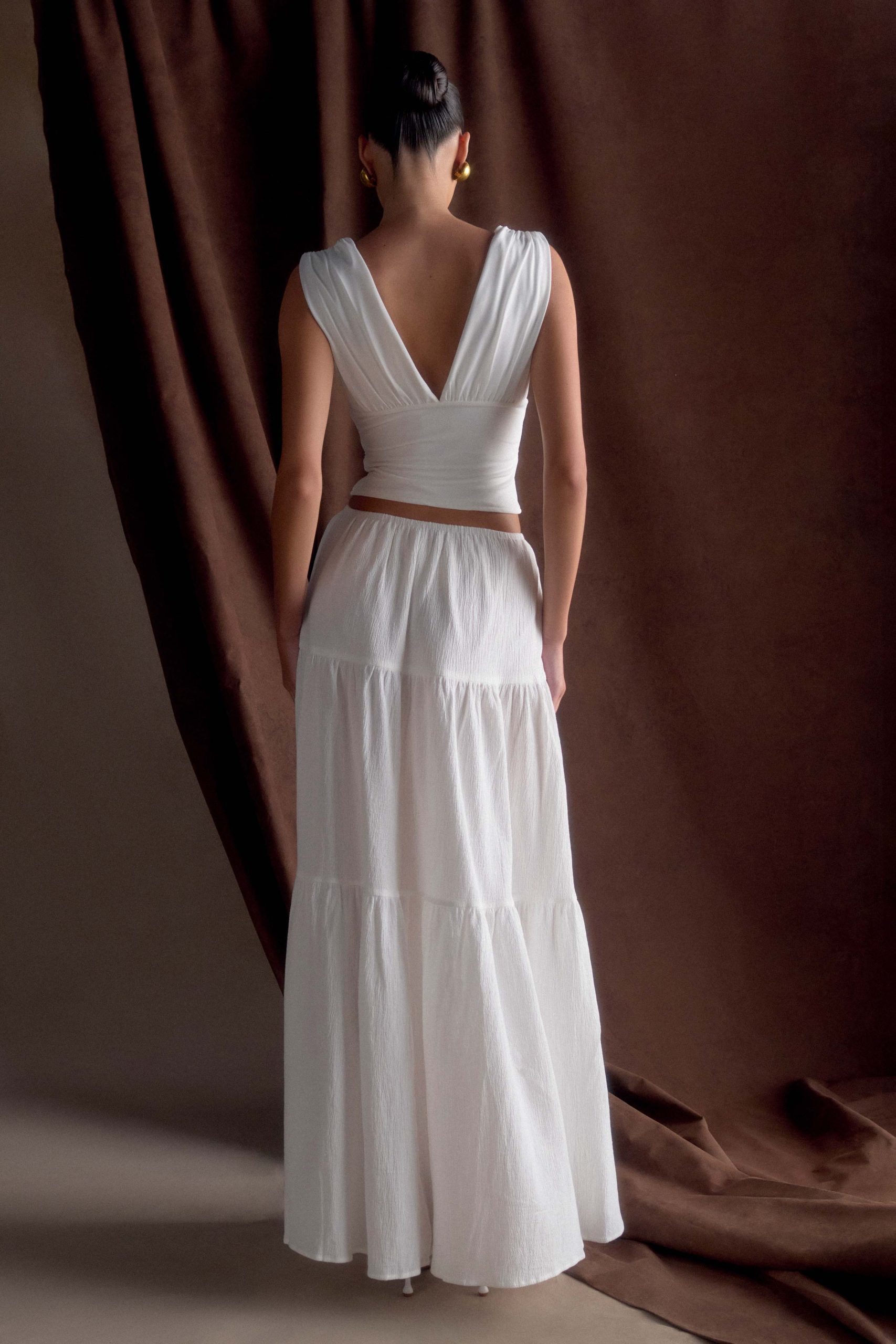 Jacinda Cotton Maxi Skirt - White - Image 2