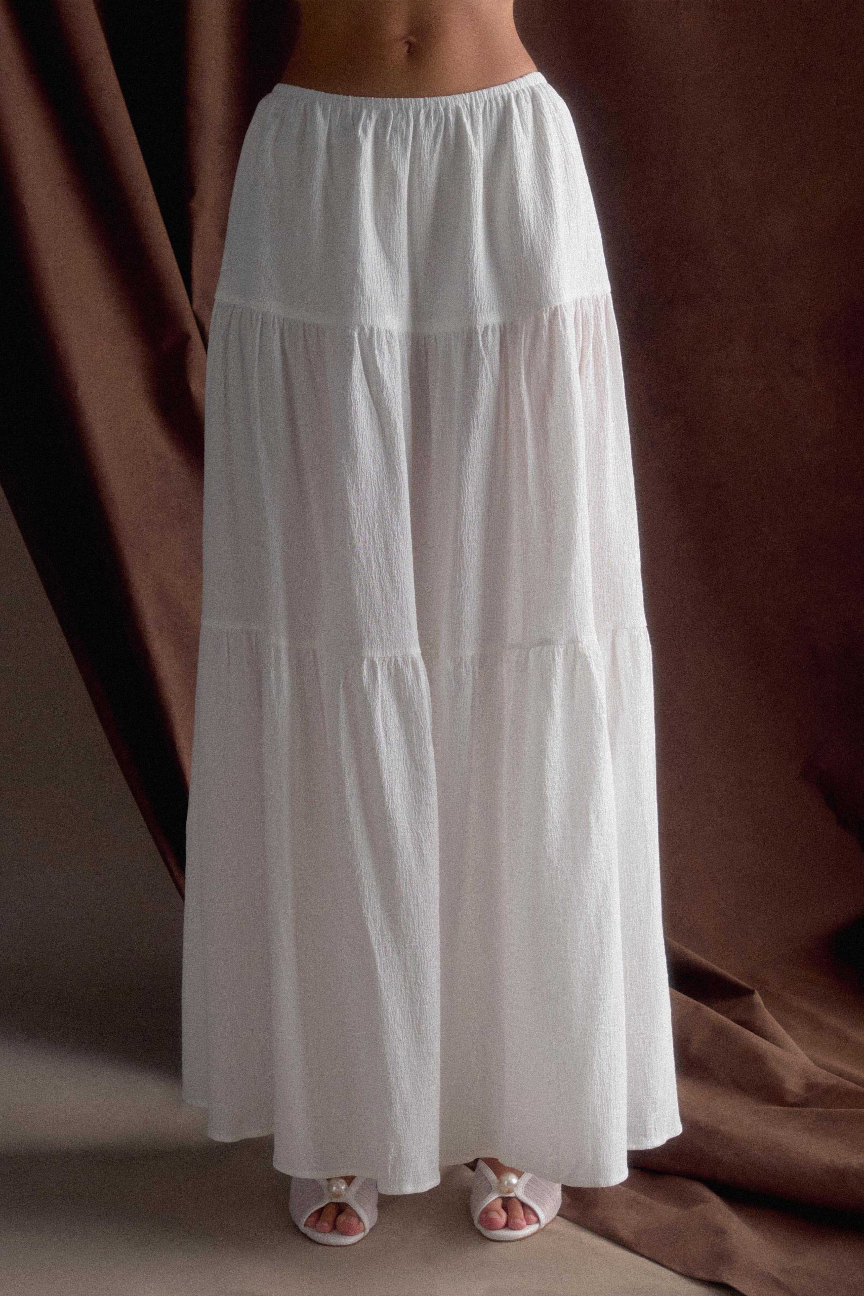 Jacinda Cotton Maxi Skirt - White - Image 3