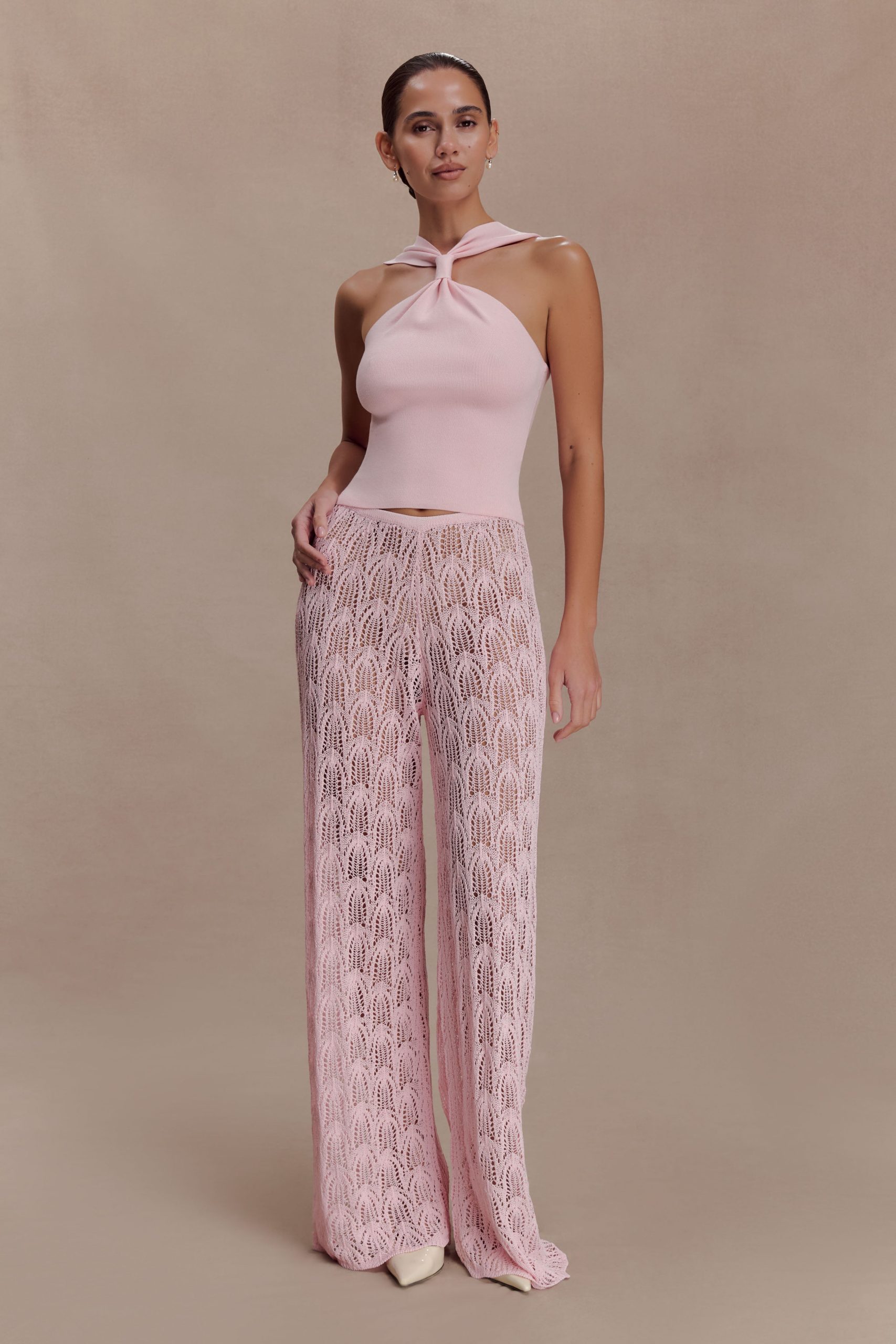 Angelika Twist Front Knit Top - Baby Pink - Image 6