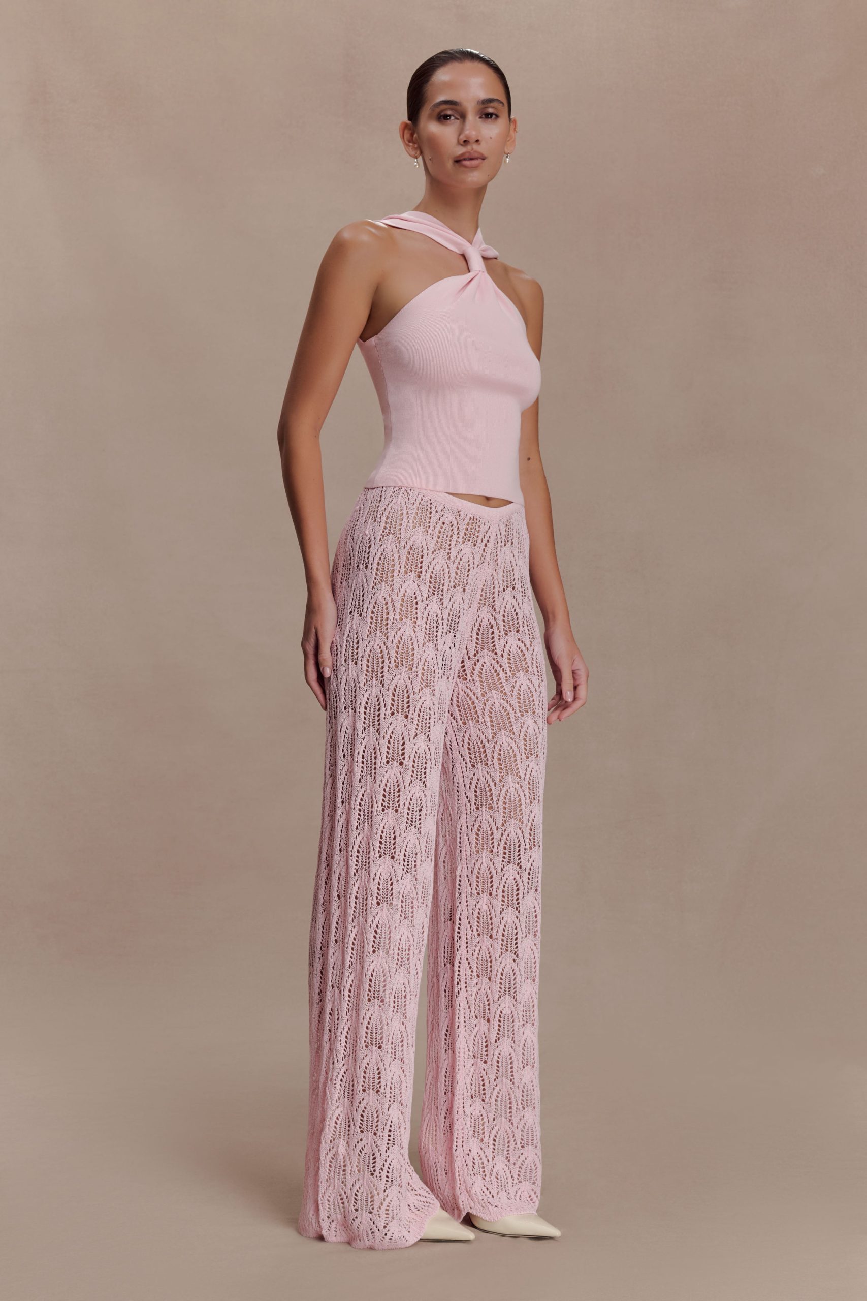 Angelika Twist Front Knit Top - Baby Pink - Image 5