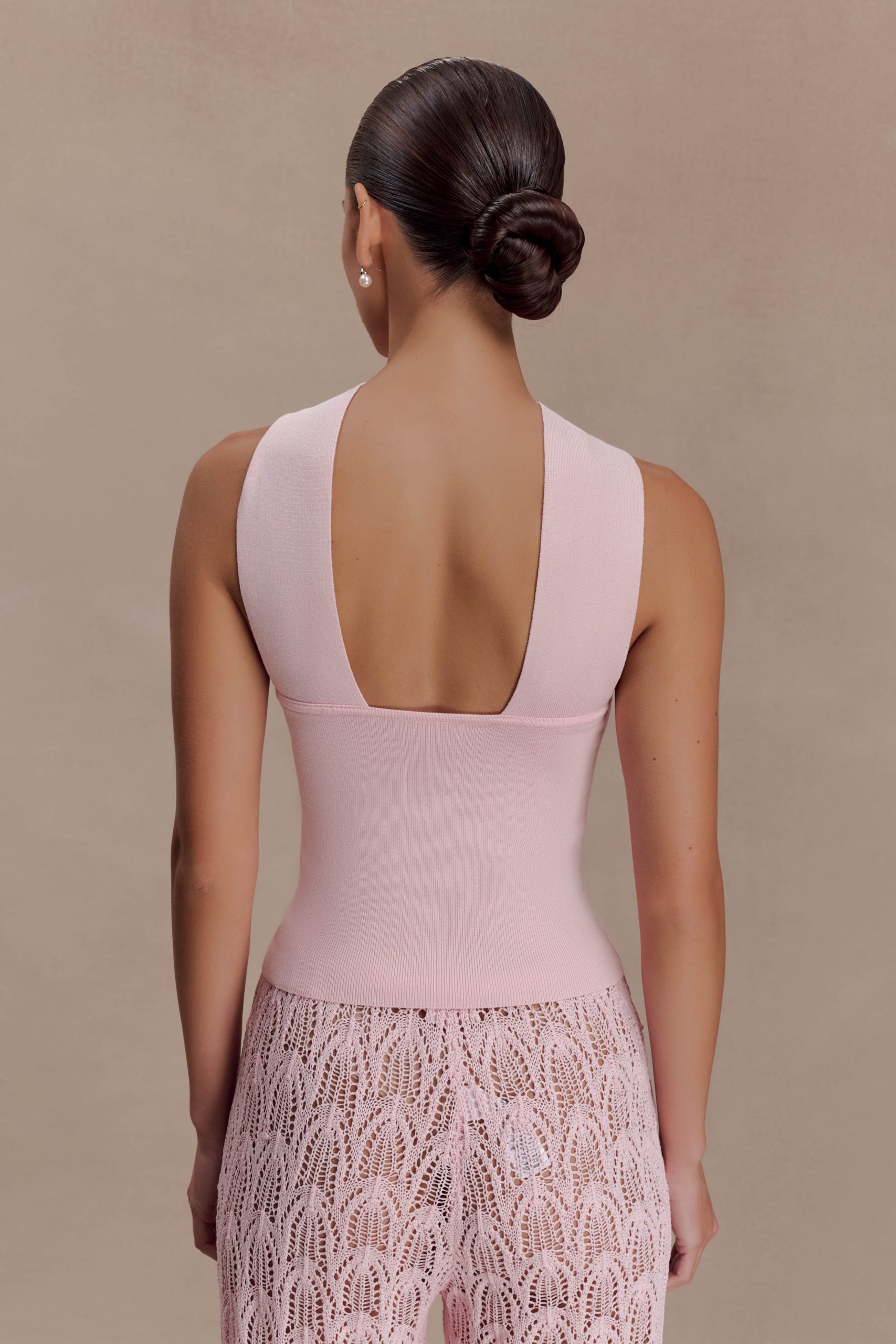 Angelika Twist Front Knit Top - Baby Pink - Image 2