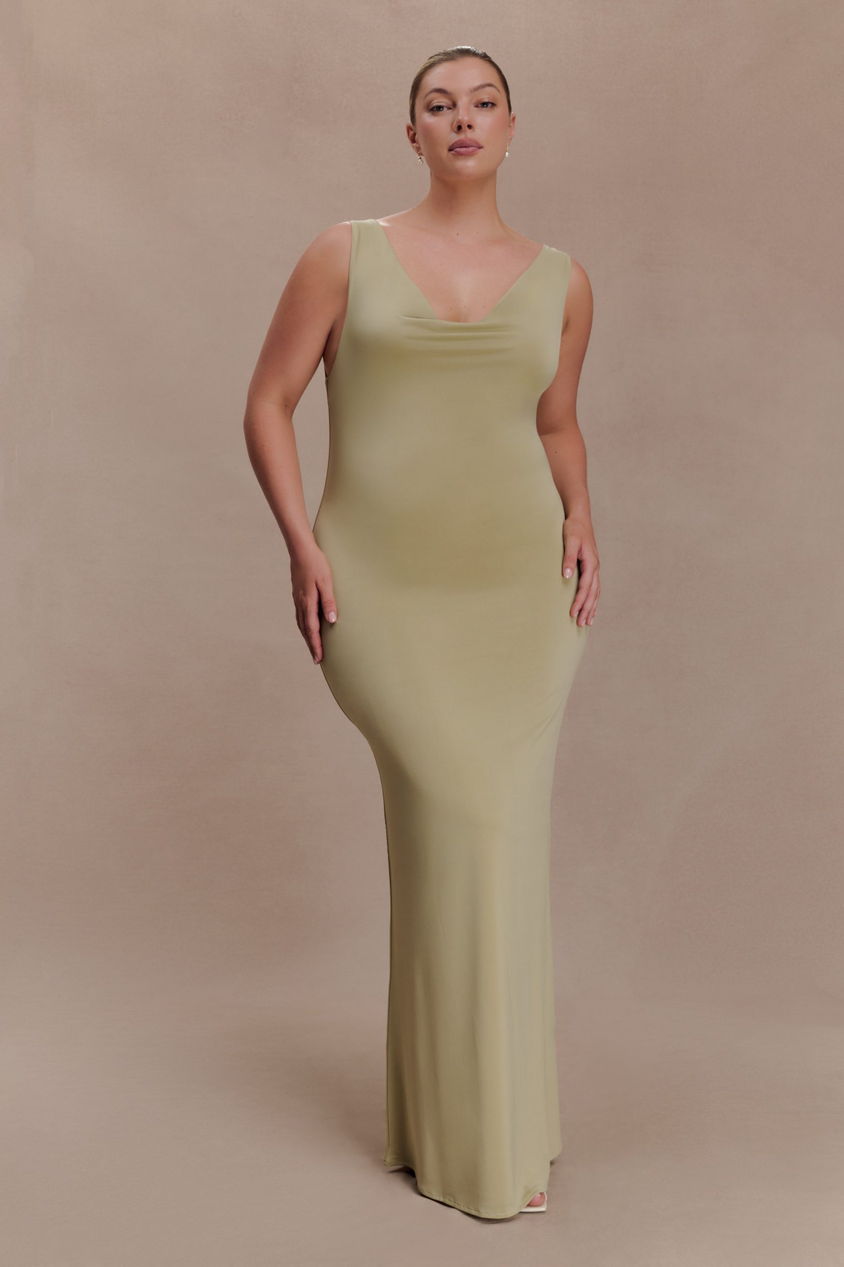 Marta Slinky Cowl Maxi Dress - Sage - Image 5