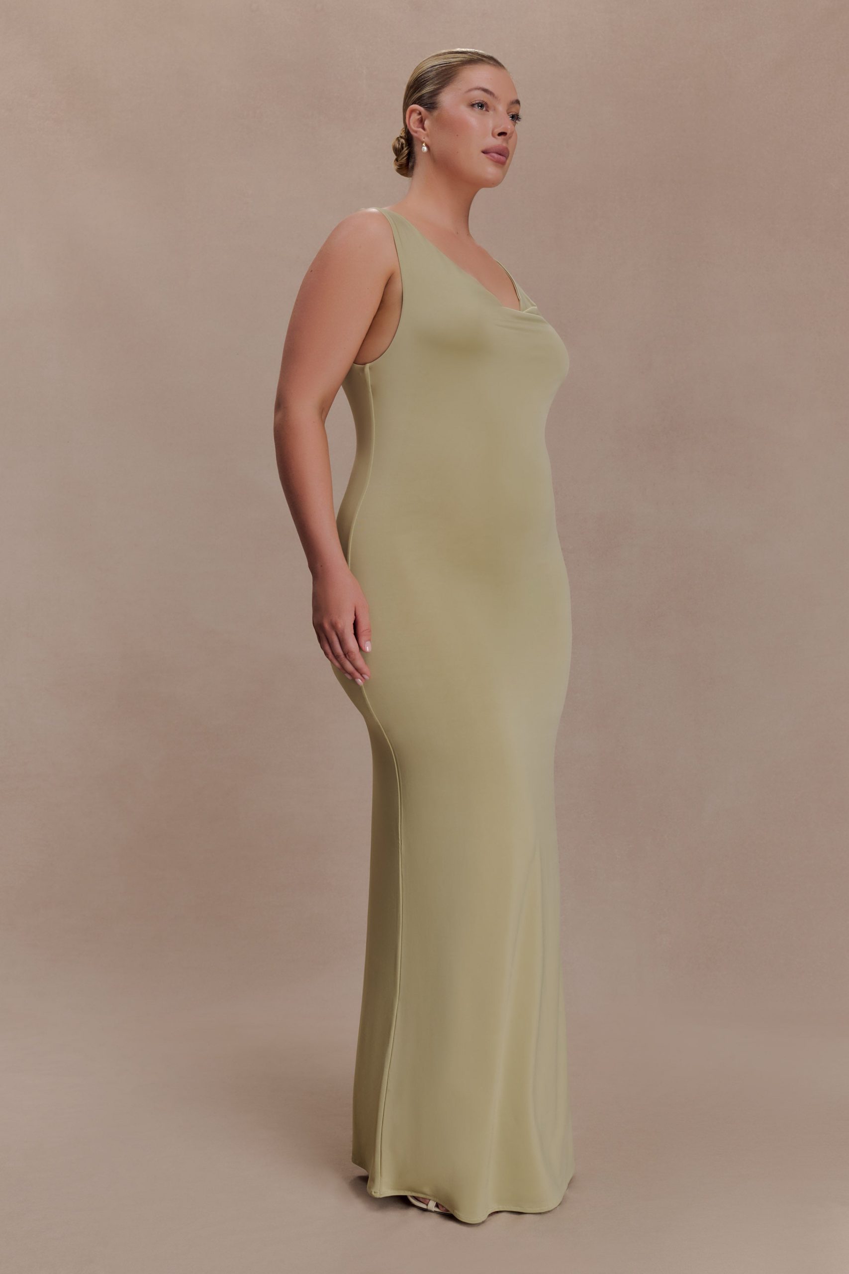Marta Slinky Cowl Maxi Dress - Sage - Image 8