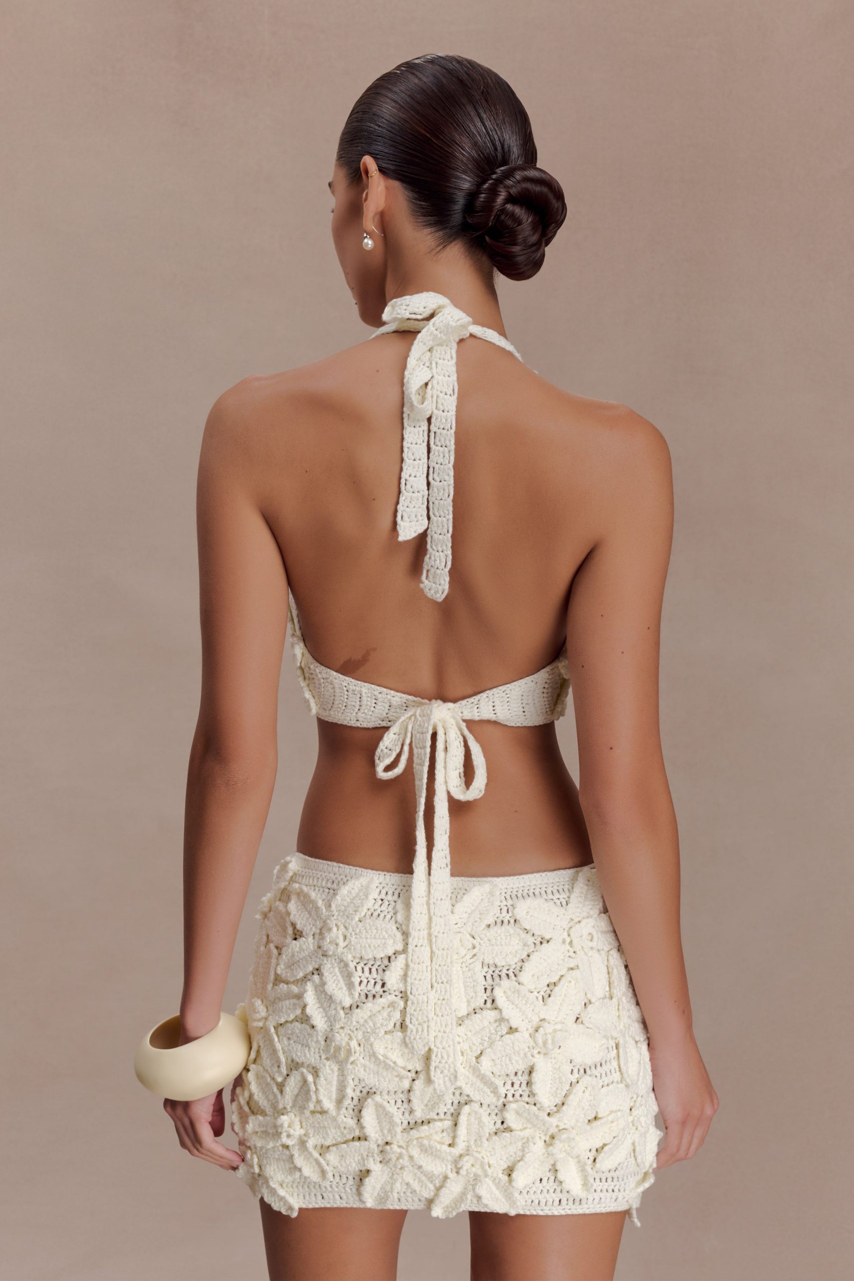 Jaylene Floral Crochet Mini Dress - White - Image 2
