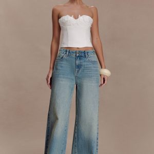 Romi Mid Rise Wide Leg Jeans - Faded Mid Blue